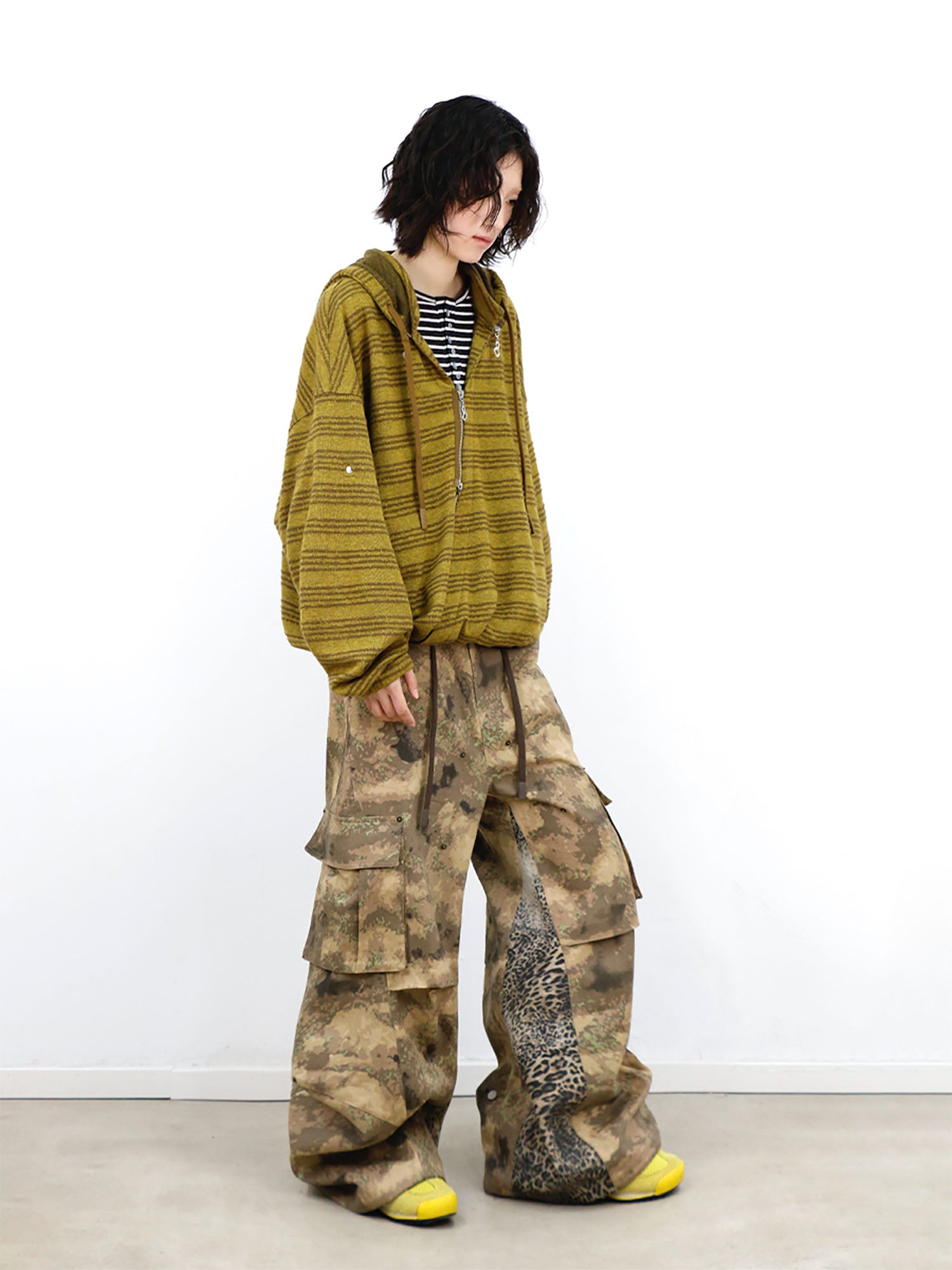 RELABEL Leopard Panel Camo Cargo, premium urban and streetwear designers apparel on PROJECTISR.com, RELABEL