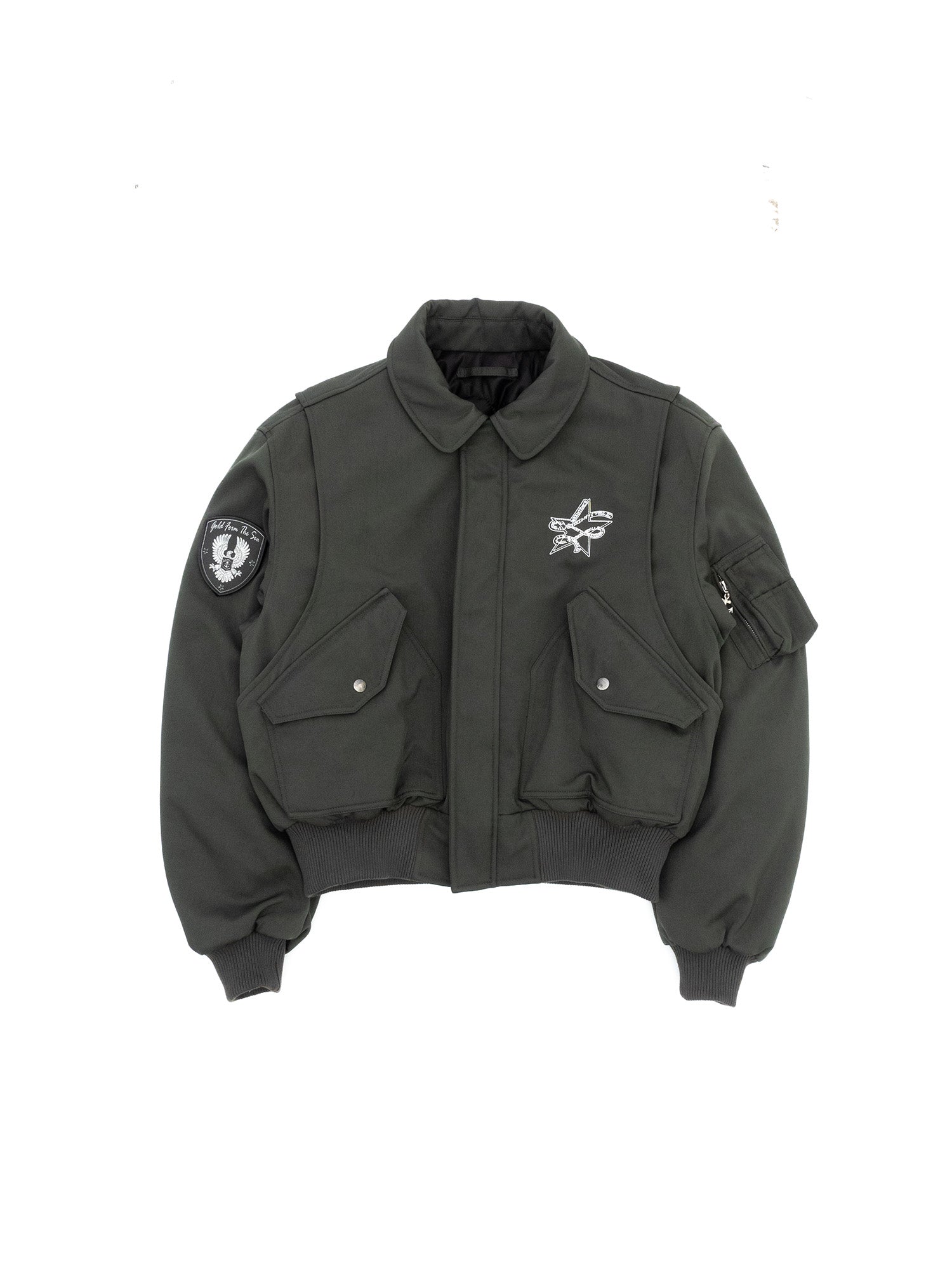 IN EXISTENCE Anchor Zip Embroidered Patch Bomber