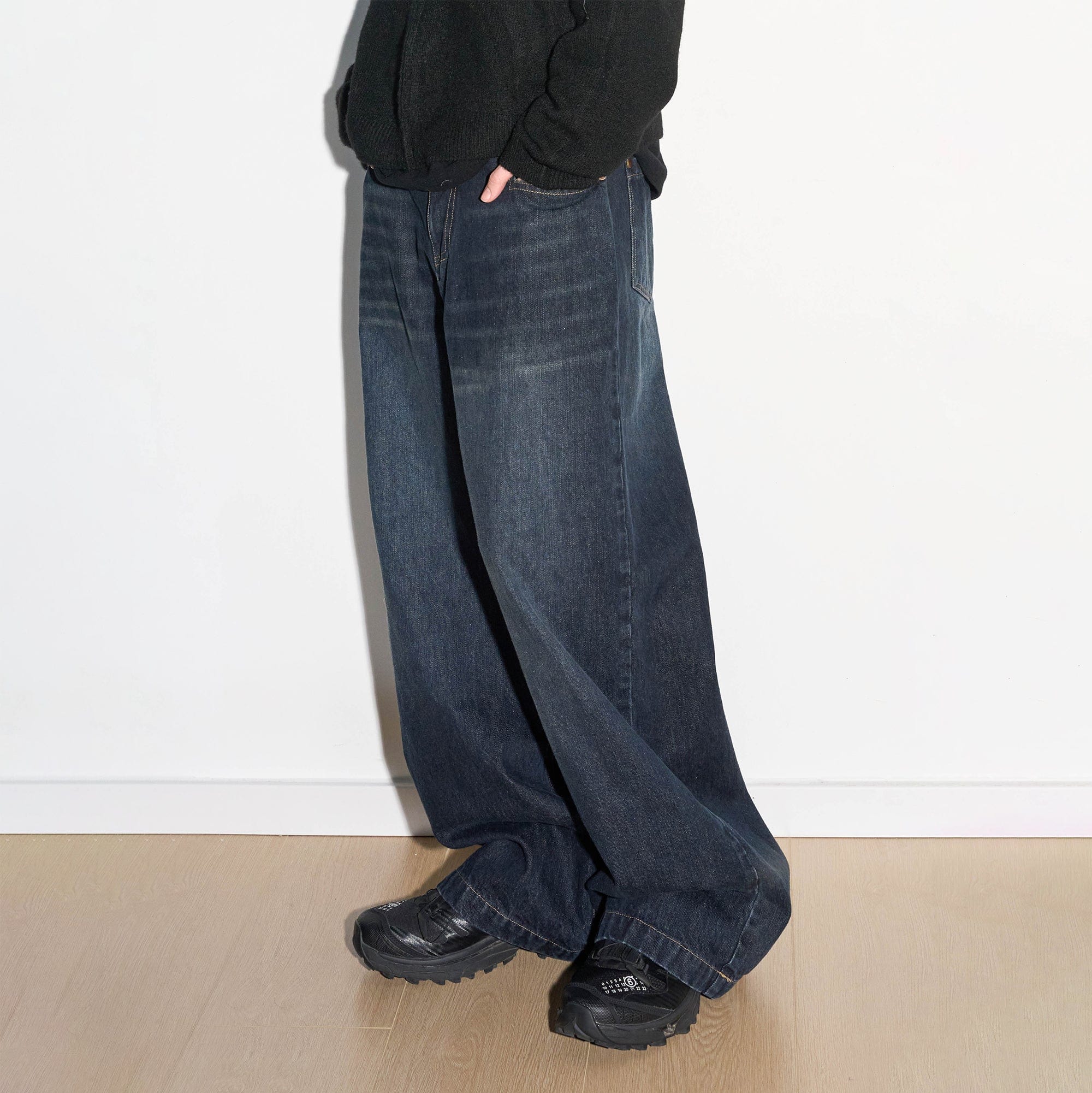 49PERCENT Modern Washed Rivet Straight-Leg Jeans, premium urban and streetwear designers apparel on PROJECTISR.com, 49PERCENT