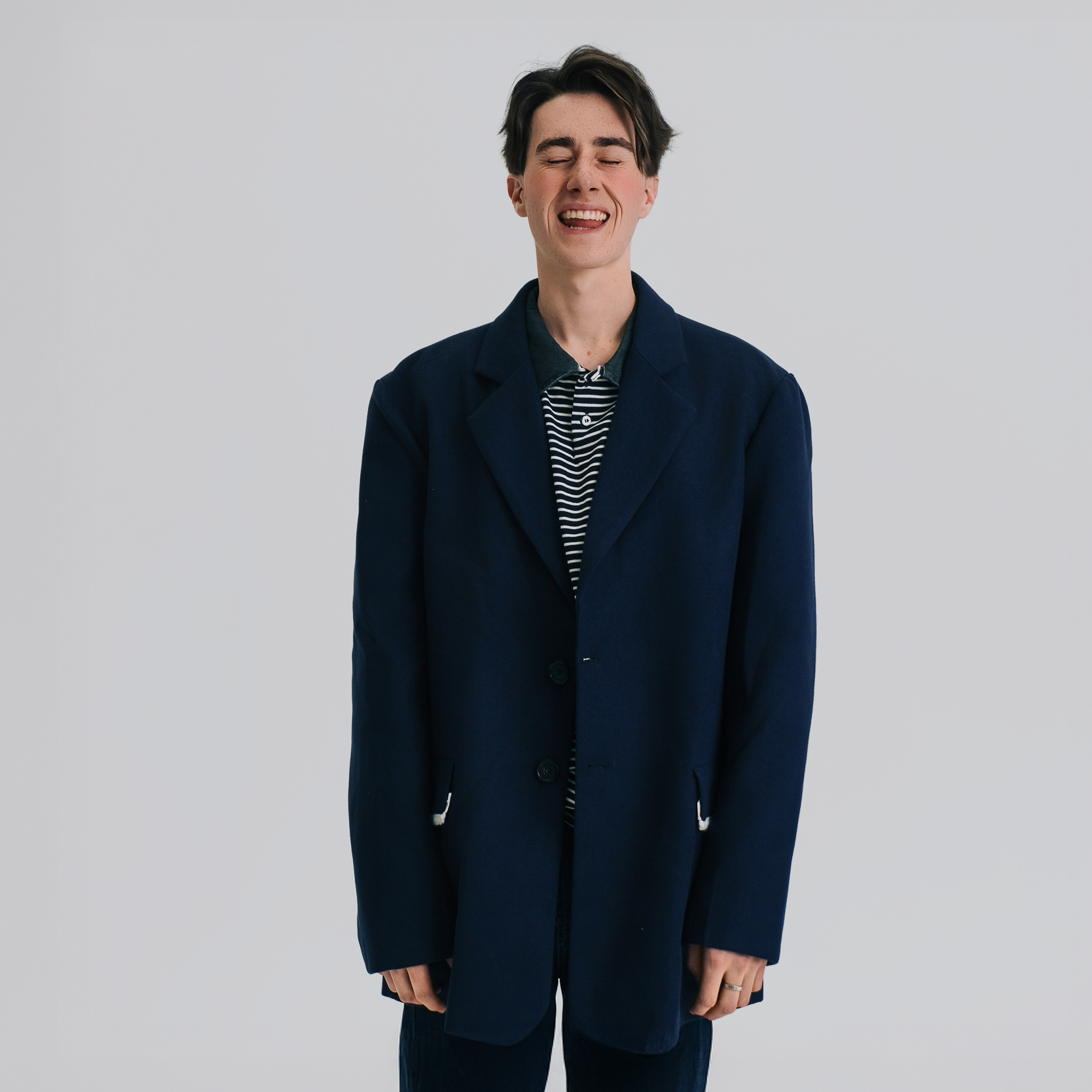 WIID Braid-Trim Flap Pockets Oversized Blazer