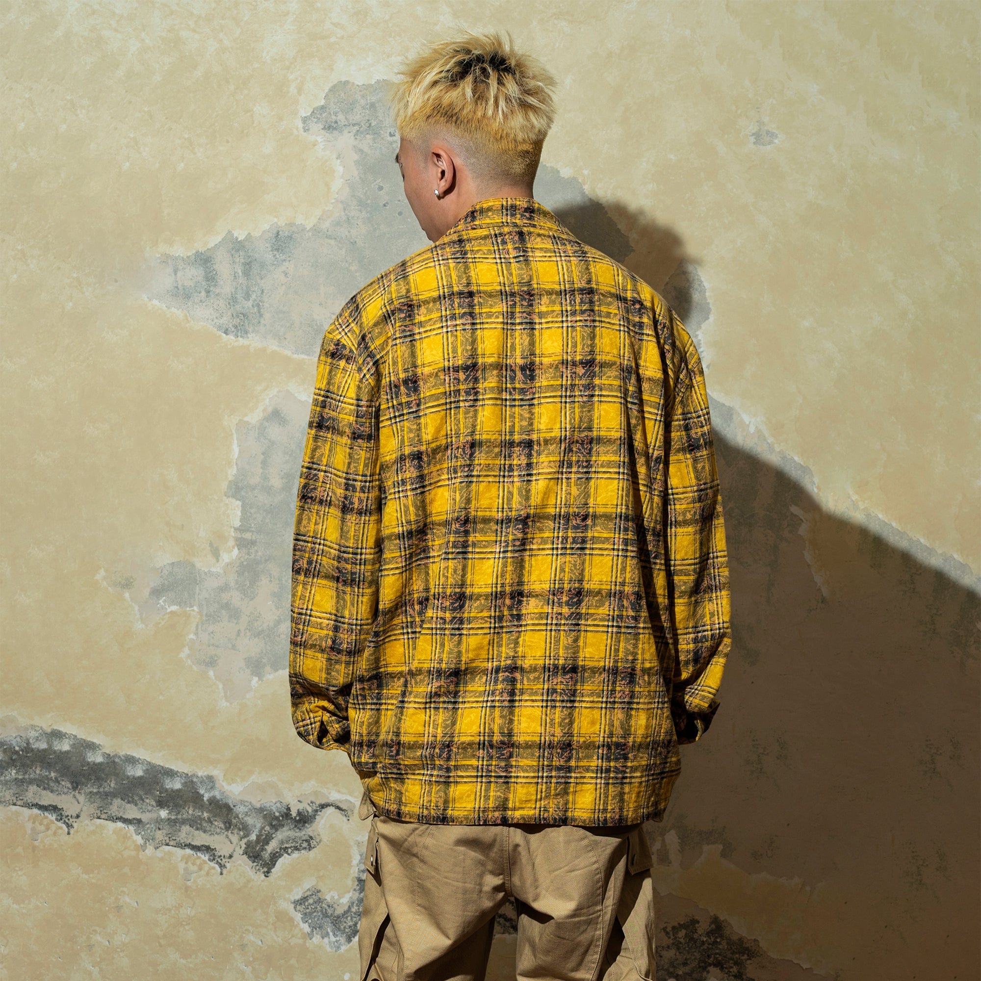 MAKEMORE Retro Plaid Shirt Yellow, premium urban and streetwear designers apparel on PROJECTISR.com, MAKEMORE