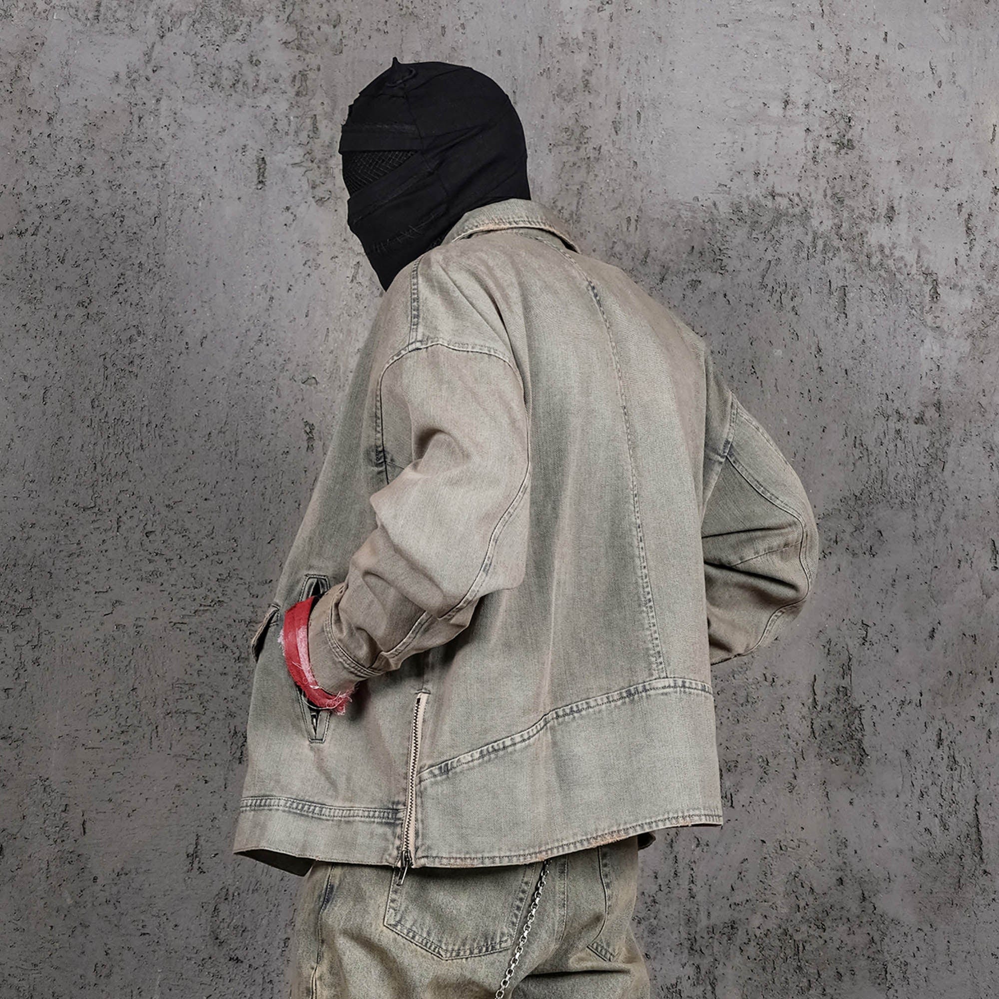 UNDERWATER Acid Wash Zipper Biker Jacket, premium urban and streetwear designers apparel on PROJECTISR.com, UNDERWATER