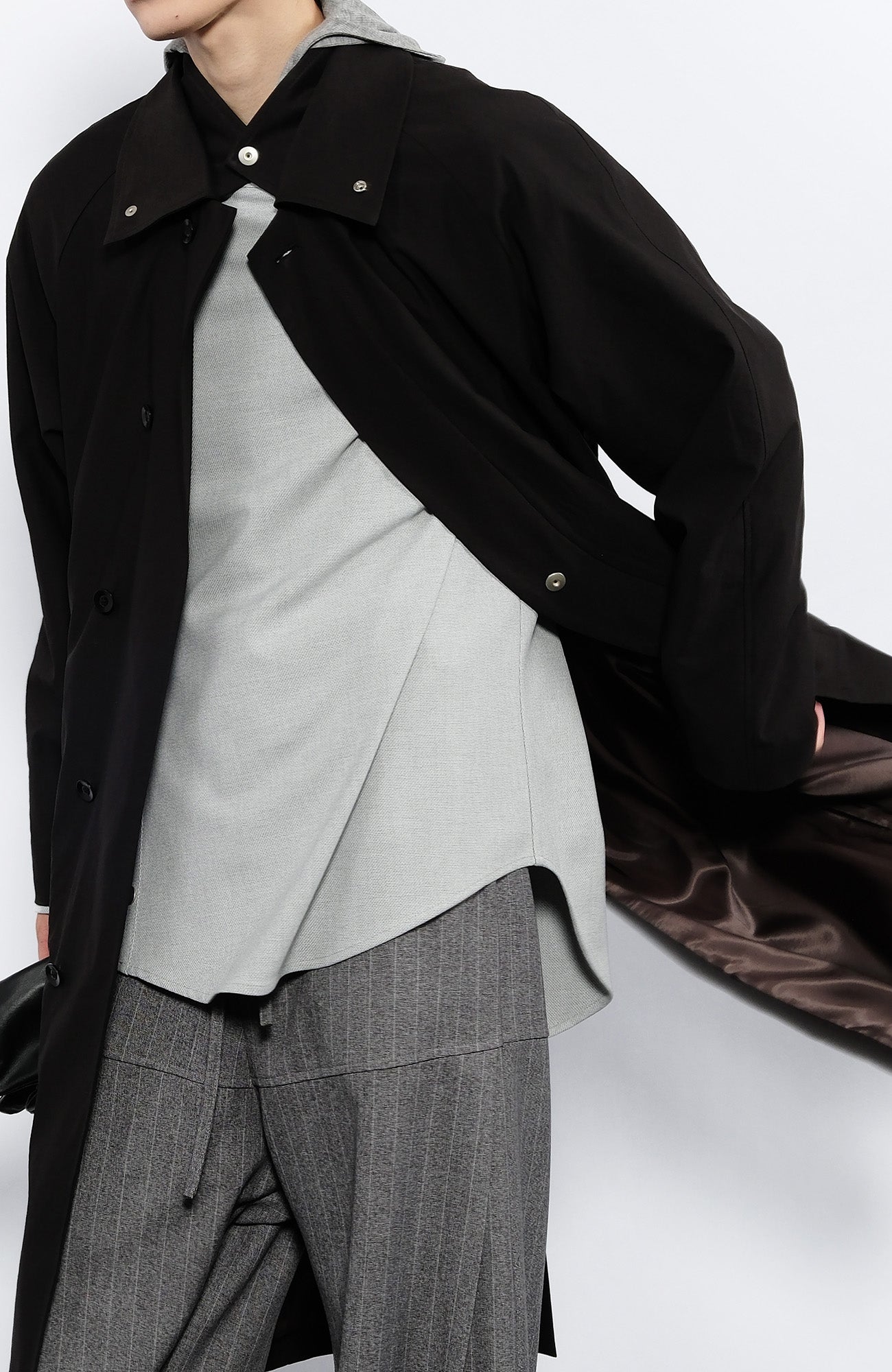 7440 37 1 Arc Placket Dual-Collar Contrast Interior Coat, premium urban and streetwear designers apparel on PROJECTISR.com, 7440 37 1