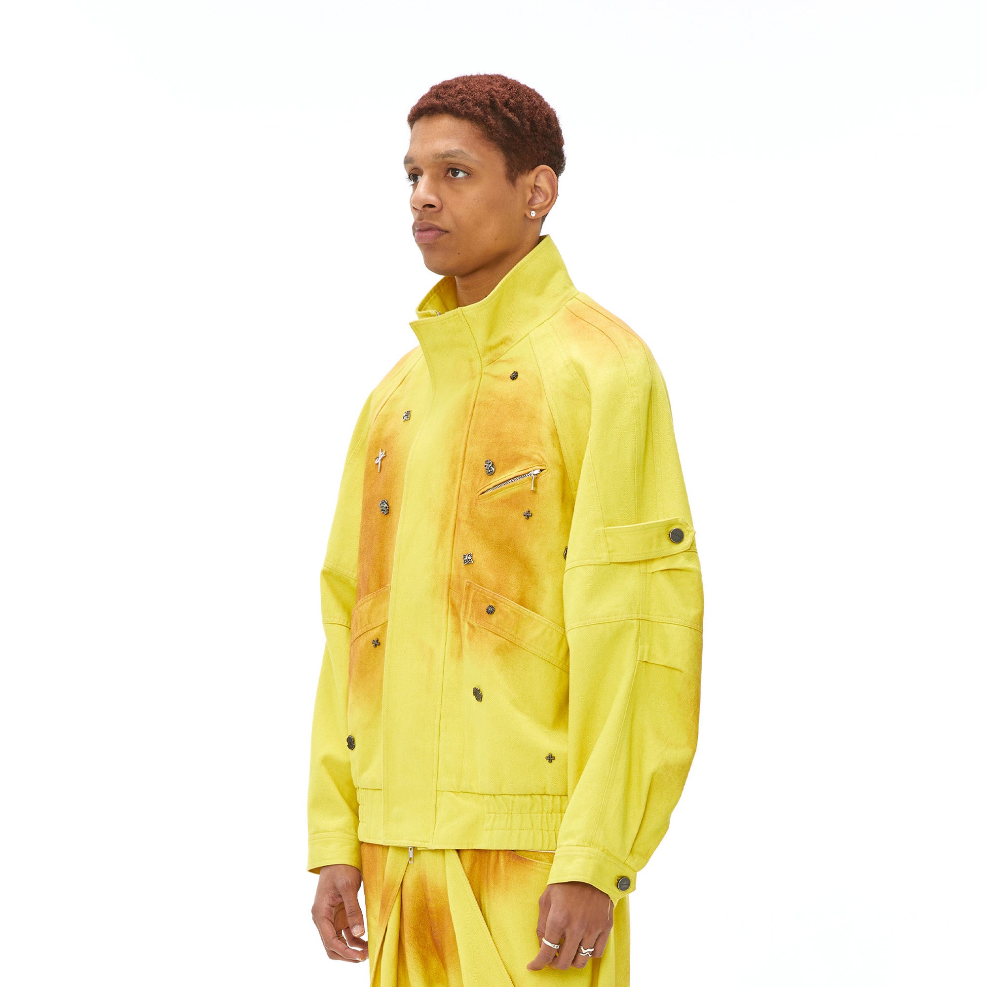 VANN VALRENCE Studded Gradient Stand Collar Oversized Jacket, premium urban and streetwear designers apparel on PROJECTISR.com, VANN VALRENCE