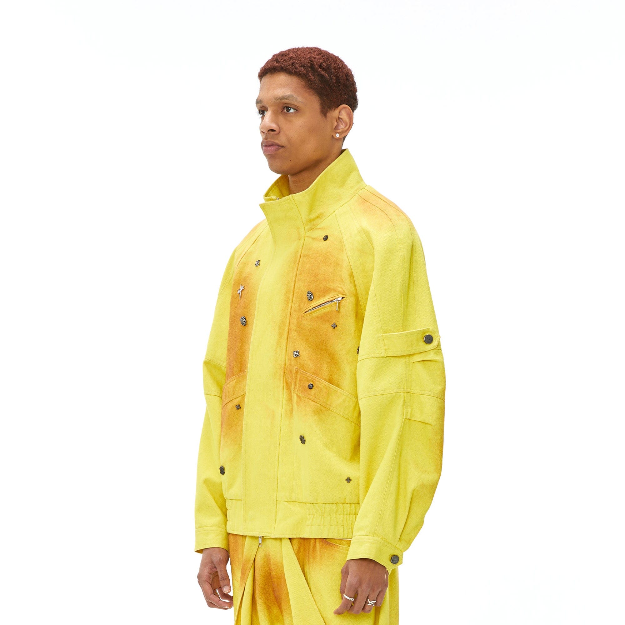 VANN VALRENCE Studded Gradient Stand Collar Oversized Jacket, premium urban and streetwear designers apparel on PROJECTISR.com, VANN VALRENCE
