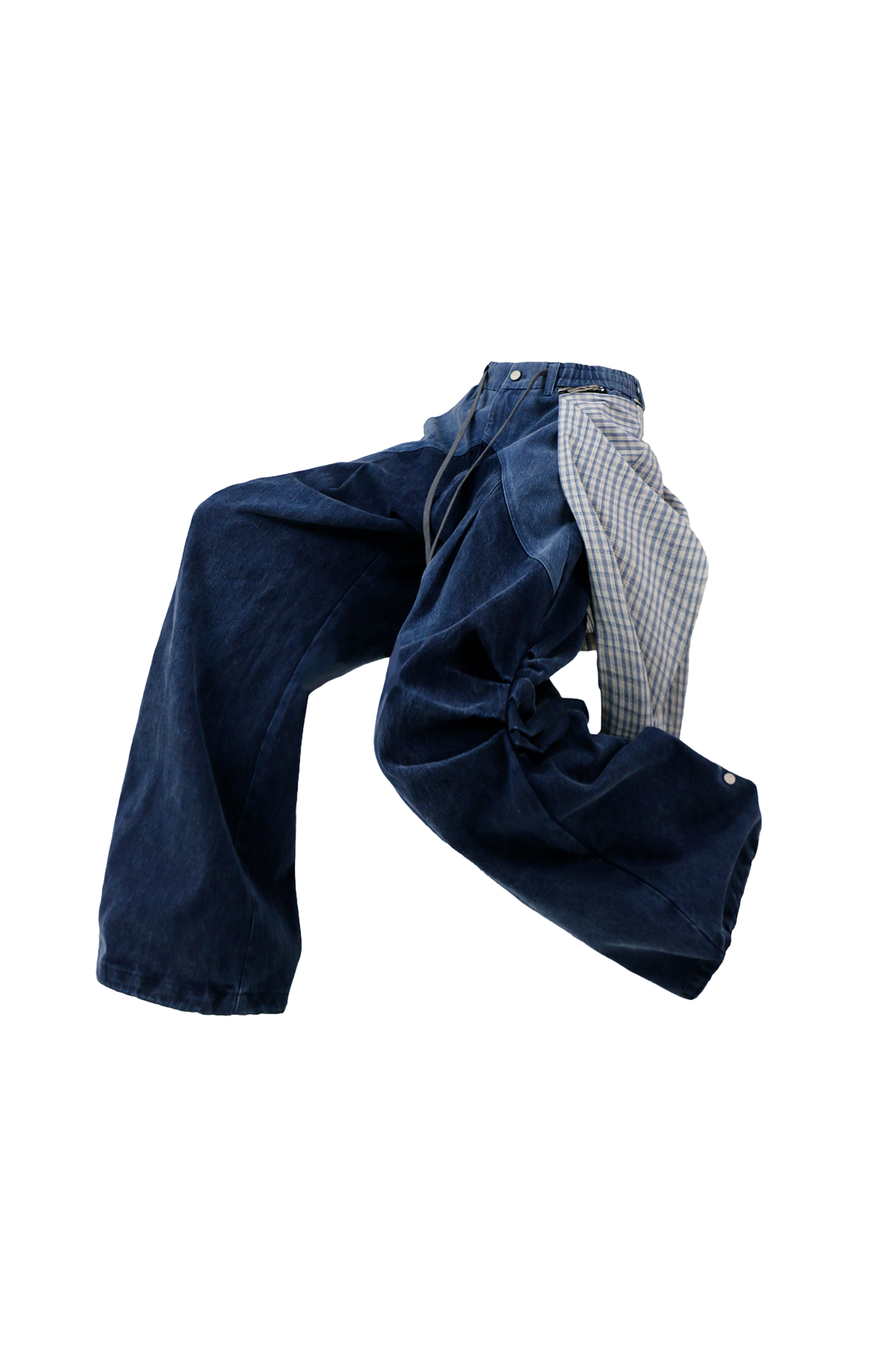 RELABEL Detachable Washed Pleated Jeans