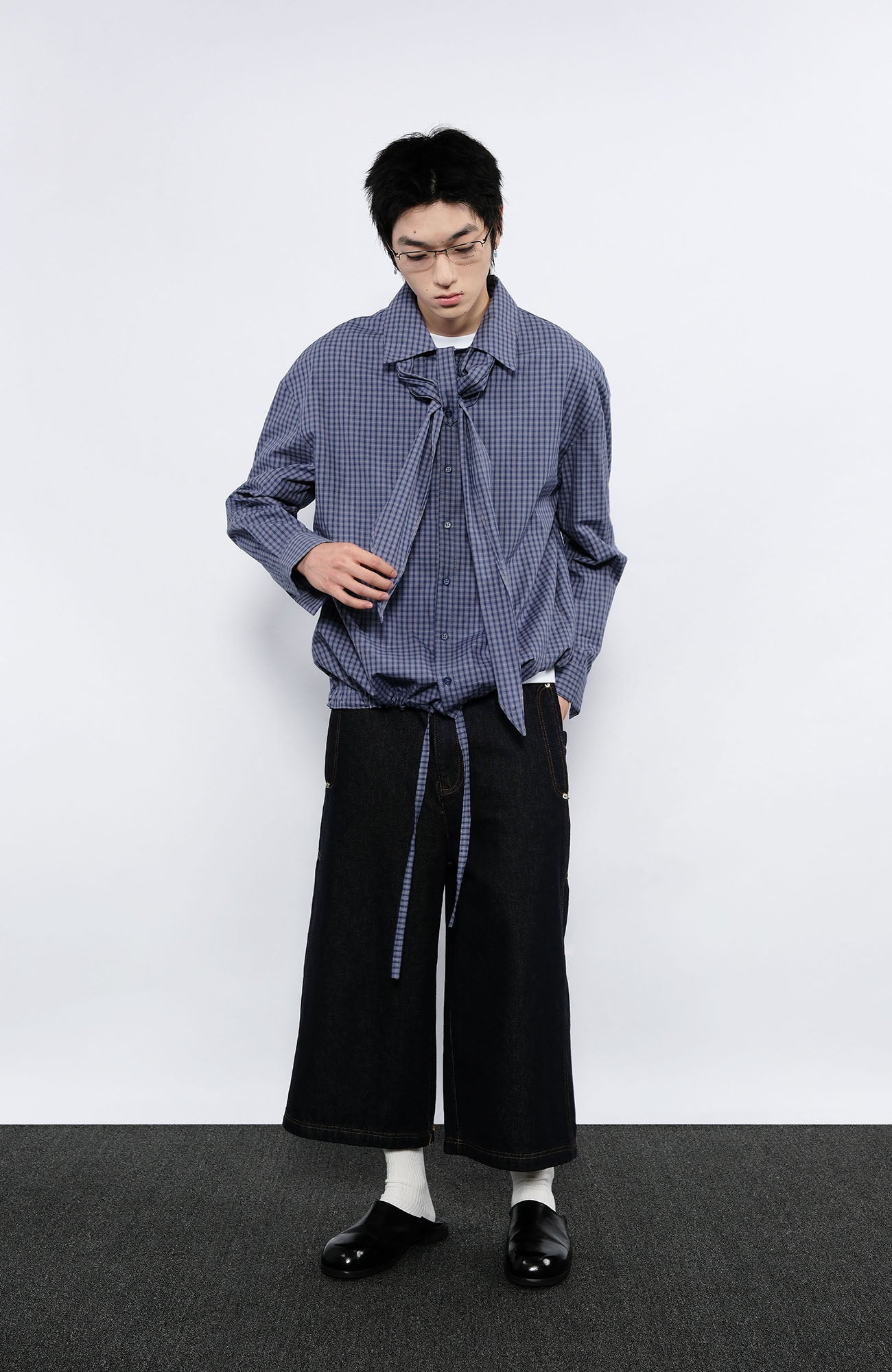 7440 37 1 Plaid Neck Tie Shirt, premium urban and streetwear designers apparel on PROJECTISR.com, 7440 37 1