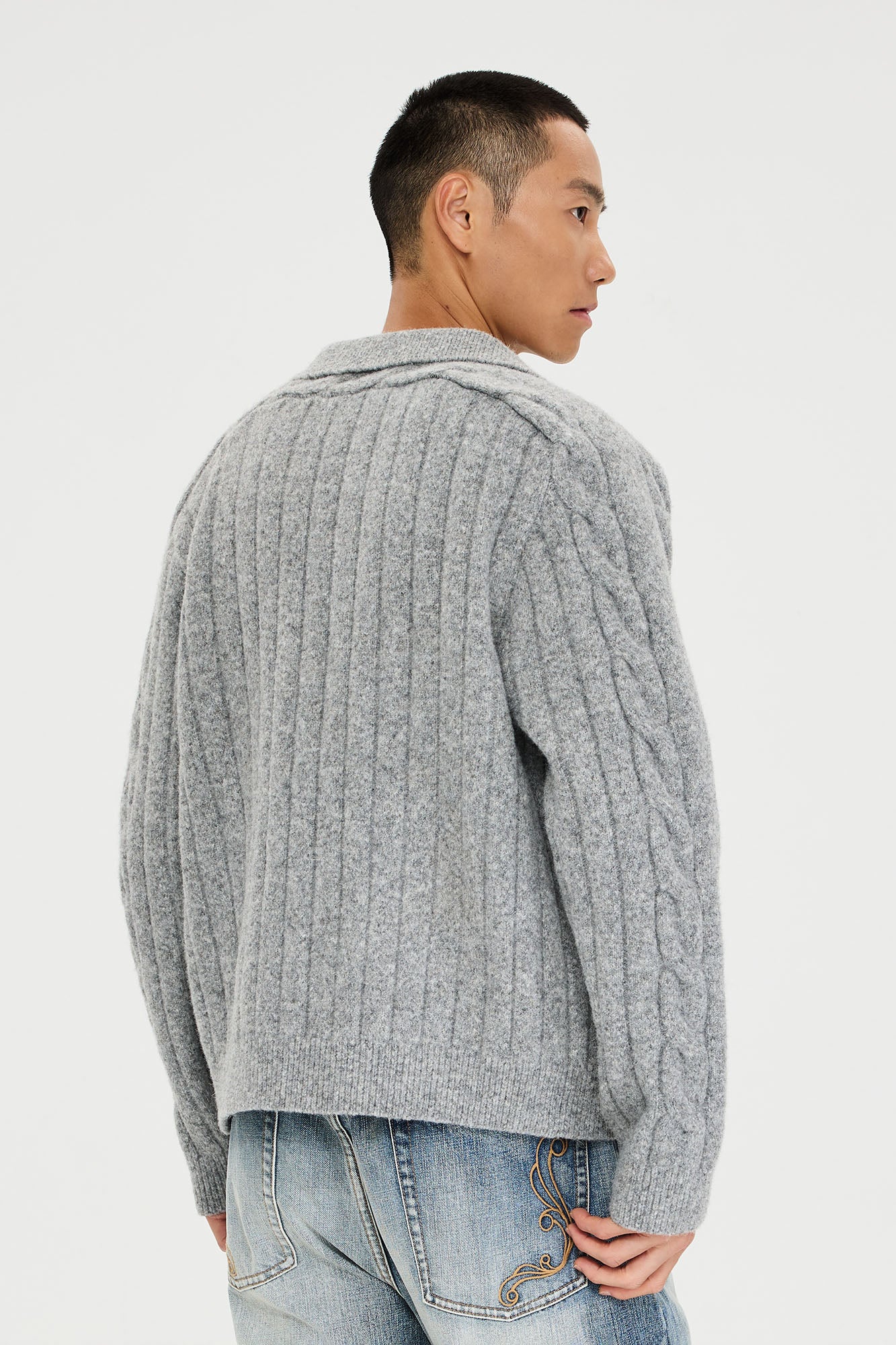 CATSSTAC Essential Wool-Blend Cable Knit Jacket