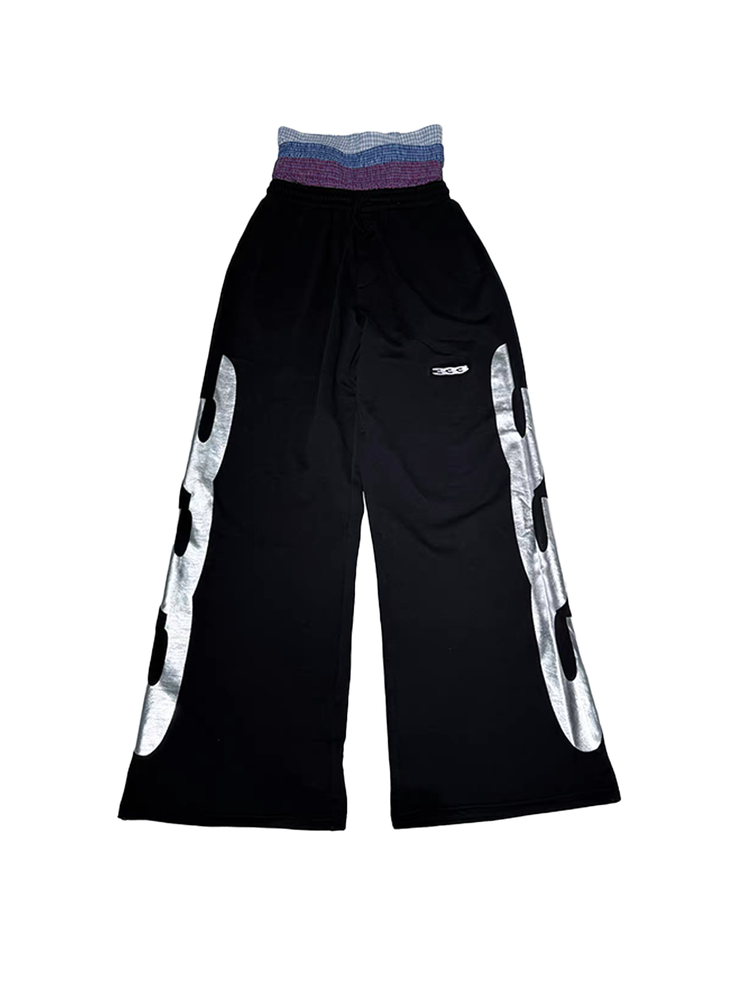 PCCVISION Layered Waist Foil Graphic Baggy Sweatpants, premium urban and streetwear designers apparel on PROJECTISR.com, PCCVISION