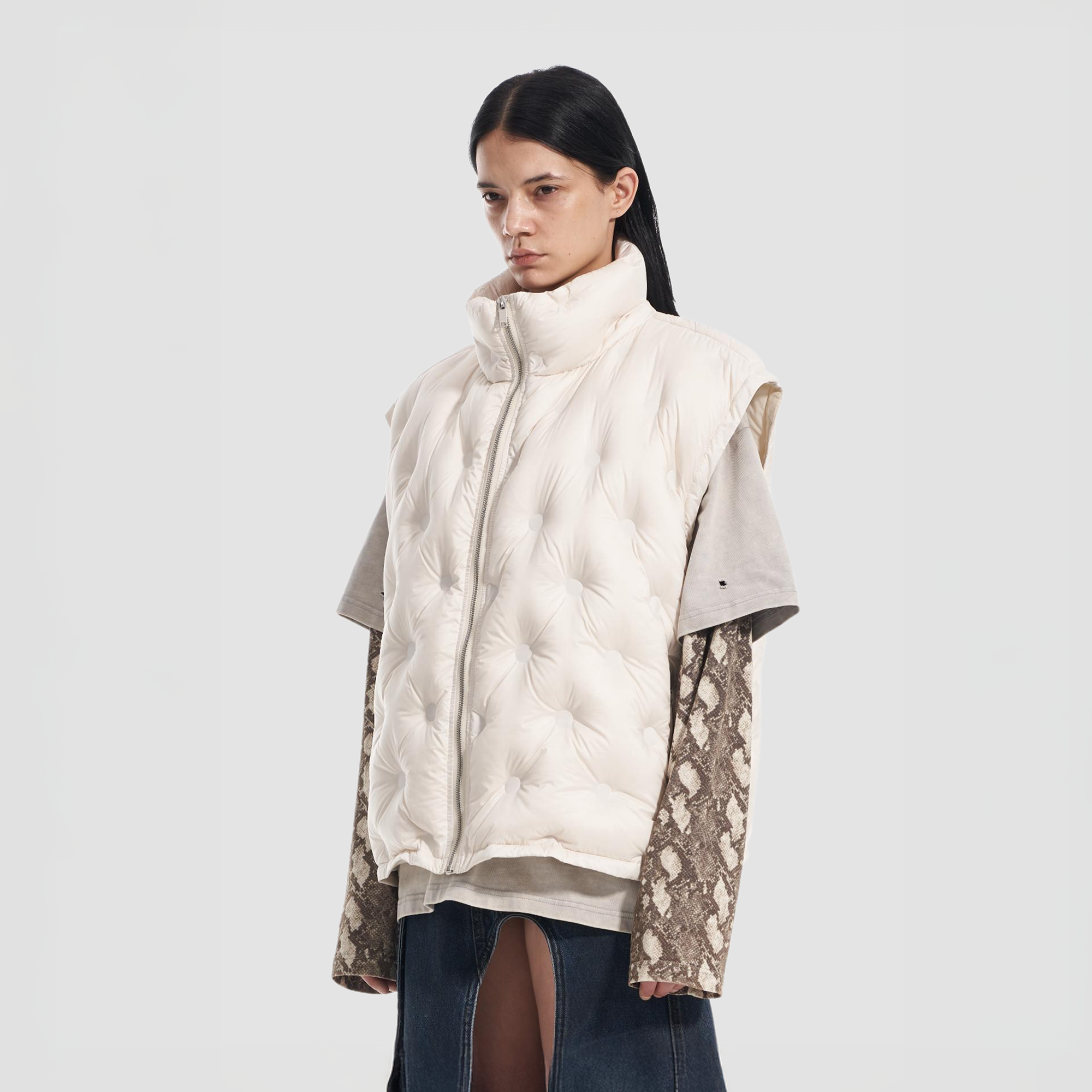 VANN VALRENCE Bubble-Quilted High-Neck Down Vest