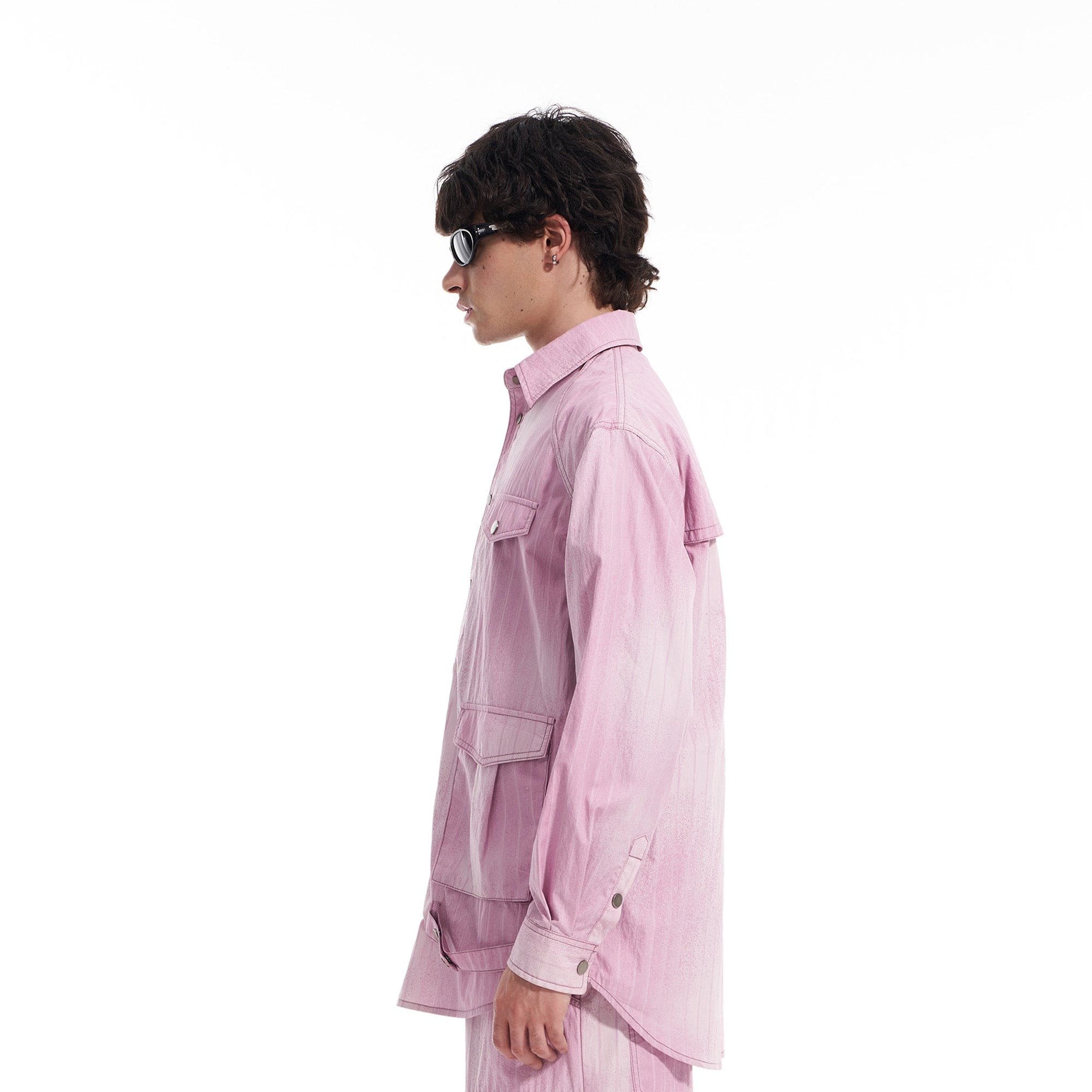 VANN VALRENCE Washed Multi-Pocket Striped Utility Shirt, premium urban and streetwear designers apparel on PROJECTISR.com, VANN VALRENCE