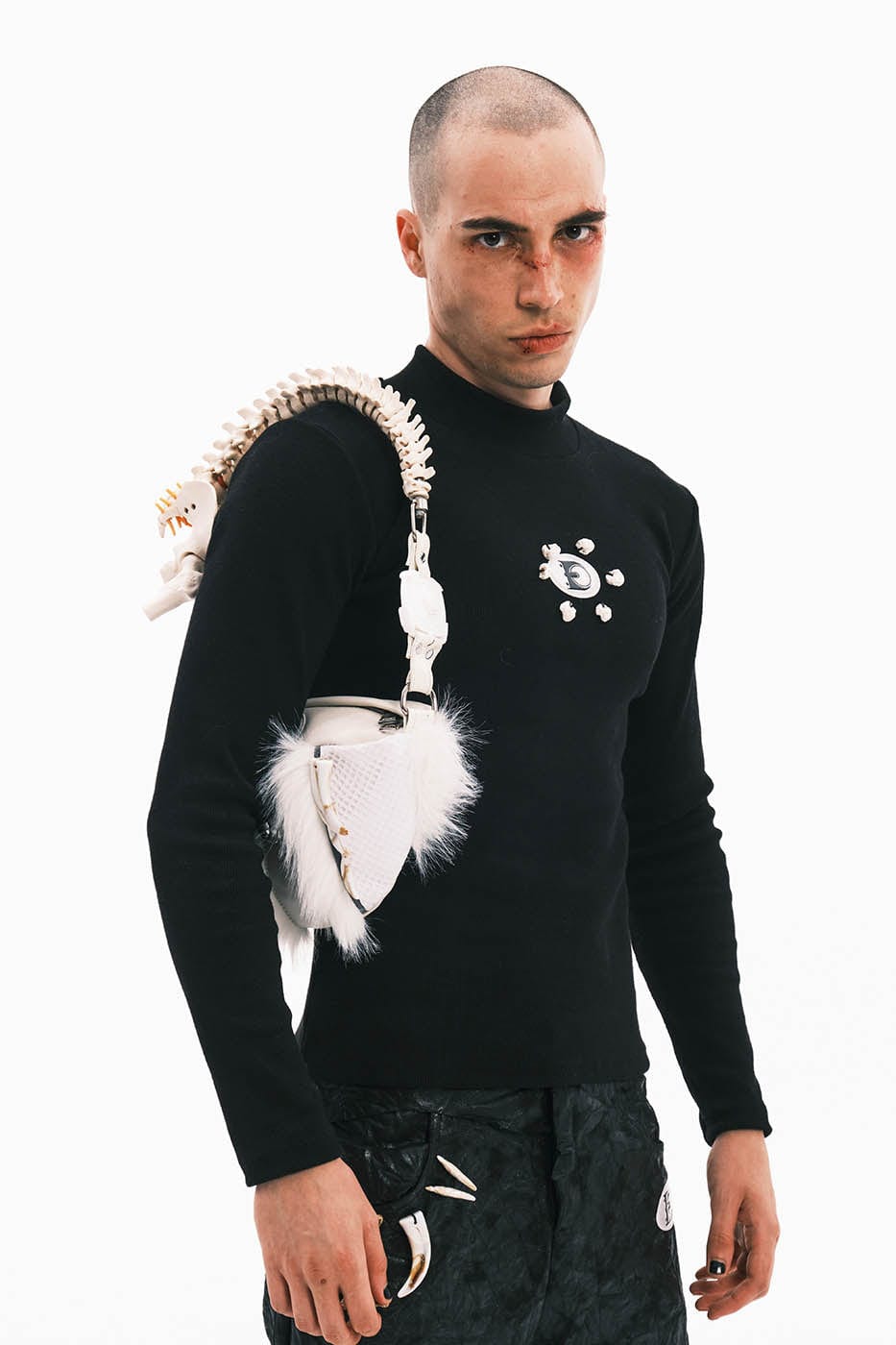 EMBRYO Skeleton Faux Fur Handbag, premium urban and streetwear designers apparel on PROJECTISR.com, EMBRYO