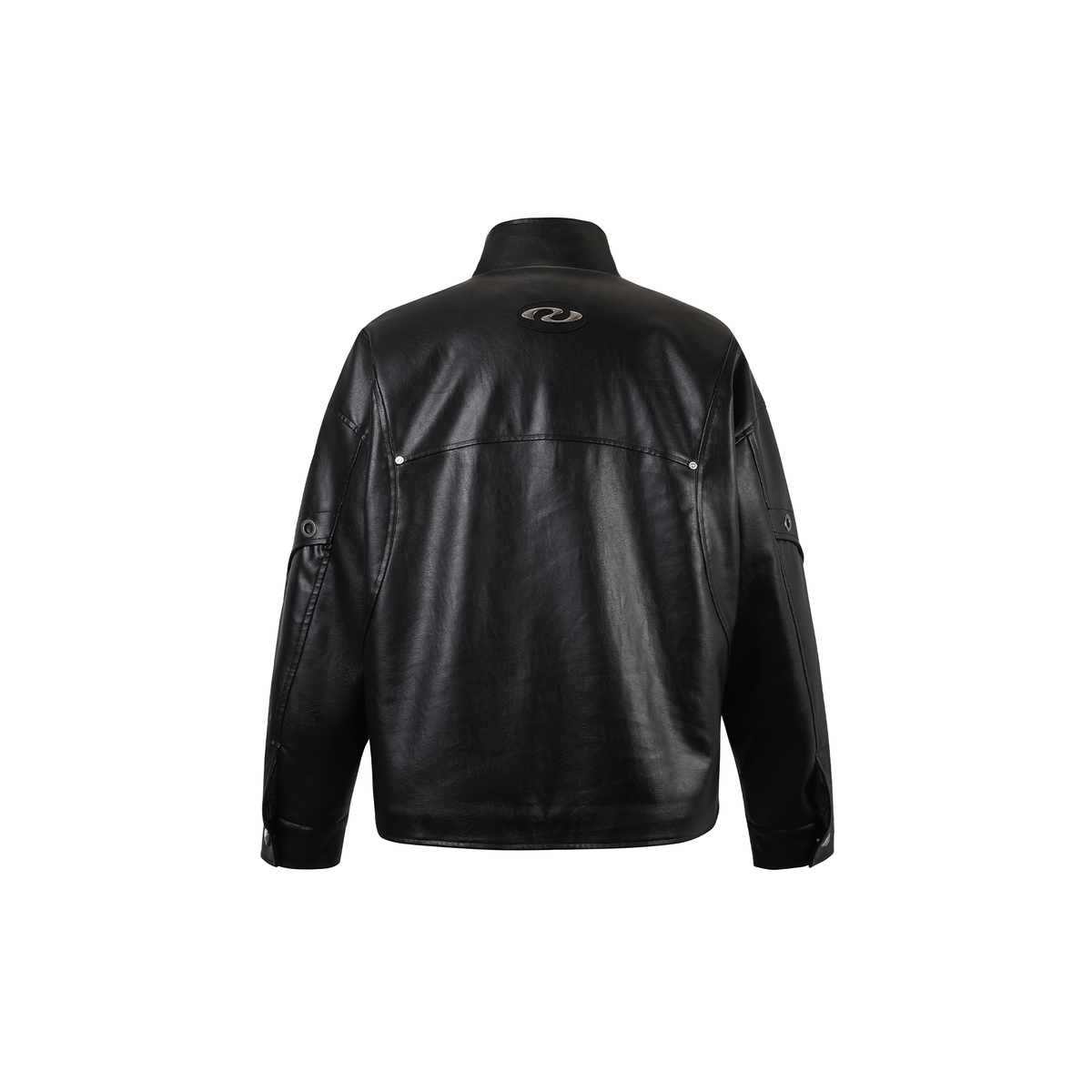REMODUTION Faux Leather Stand-Collar Jacket