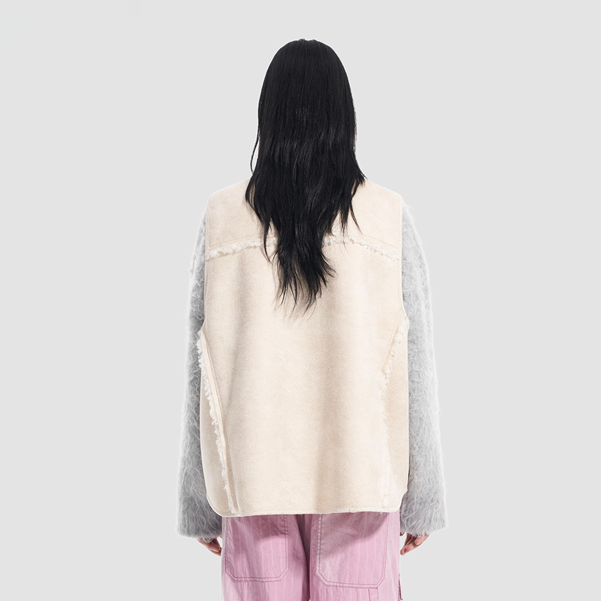 VANN VALRENCE Paneled Fleece-Trim Padded Vest