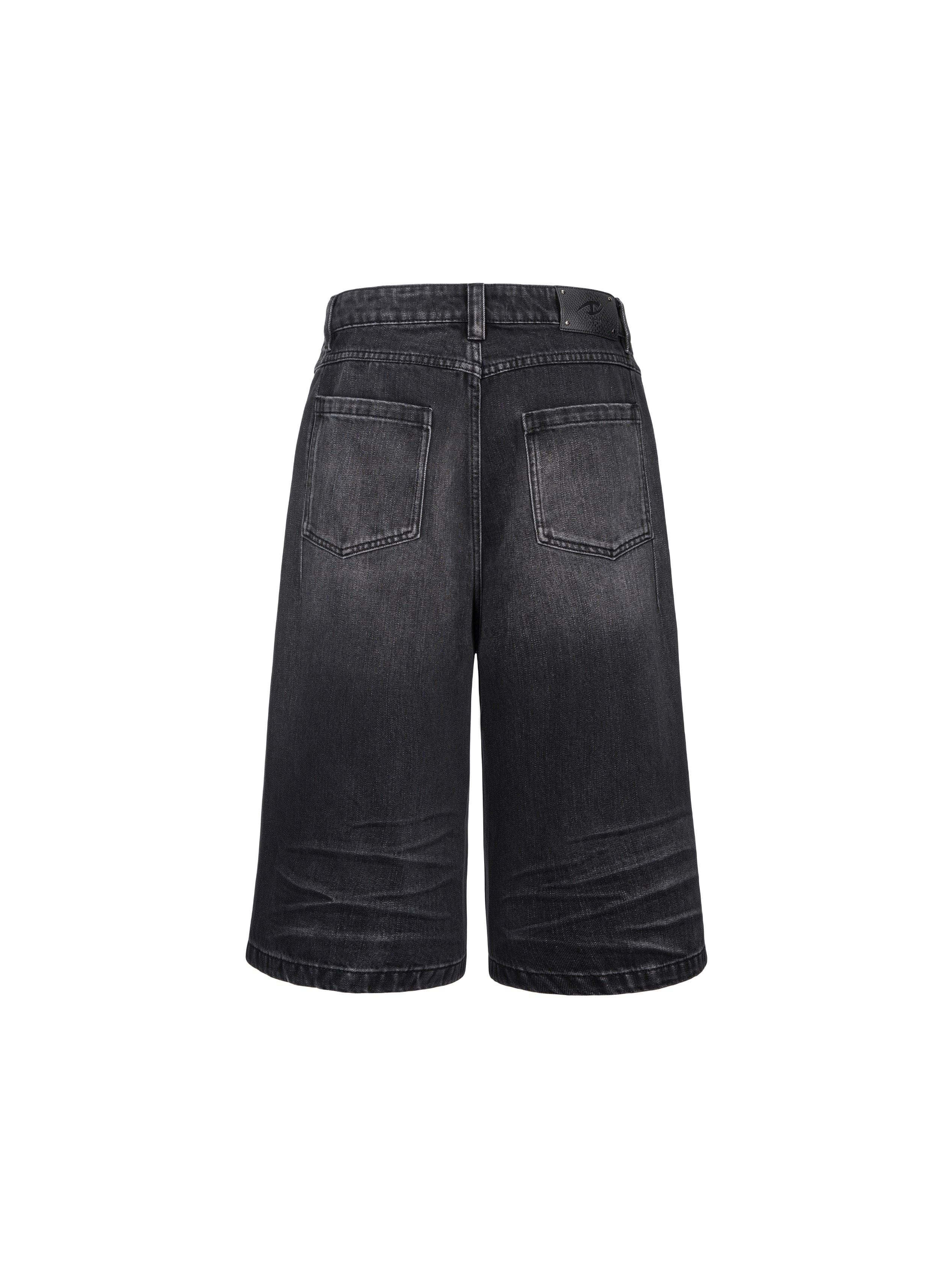 CATSSTAC Whisker-Wash Middle-Spliced Wide-Leg Shorts, premium urban and streetwear designers apparel on PROJECTISR.com, CATSSTAC