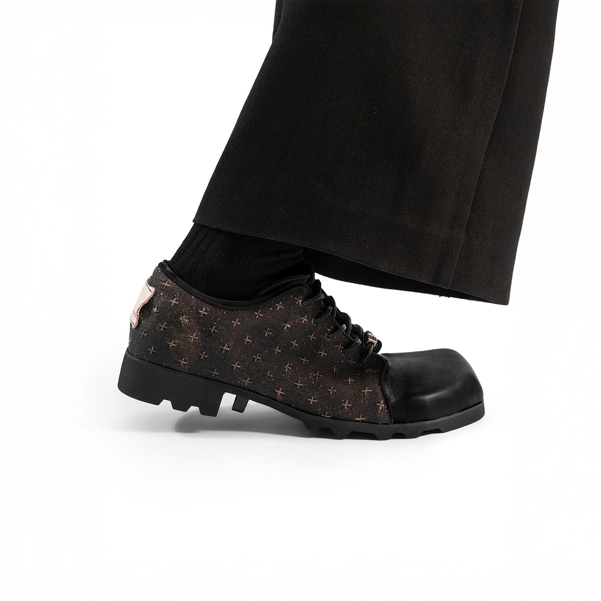 REWRITE Silk Panel Square-Toe Derby Shoes, premium urban and streetwear designers apparel on PROJECTISR.com, REWRITE