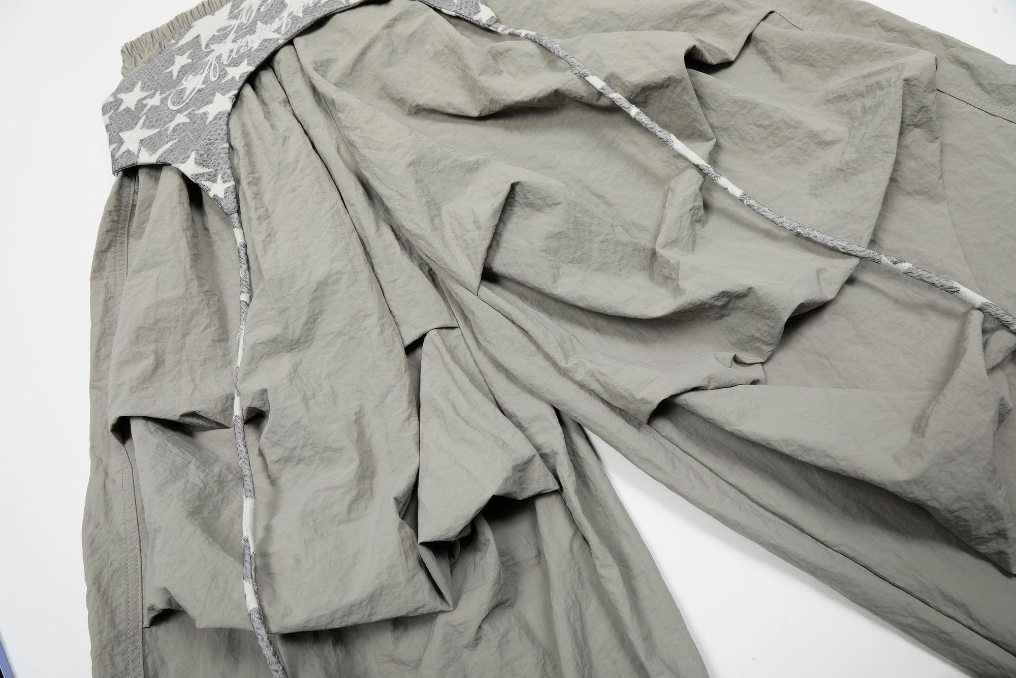 CLP Layered Crinkled Waist-Panel Parachute Pants, premium urban and streetwear designers apparel on PROJECTISR.com, CLP