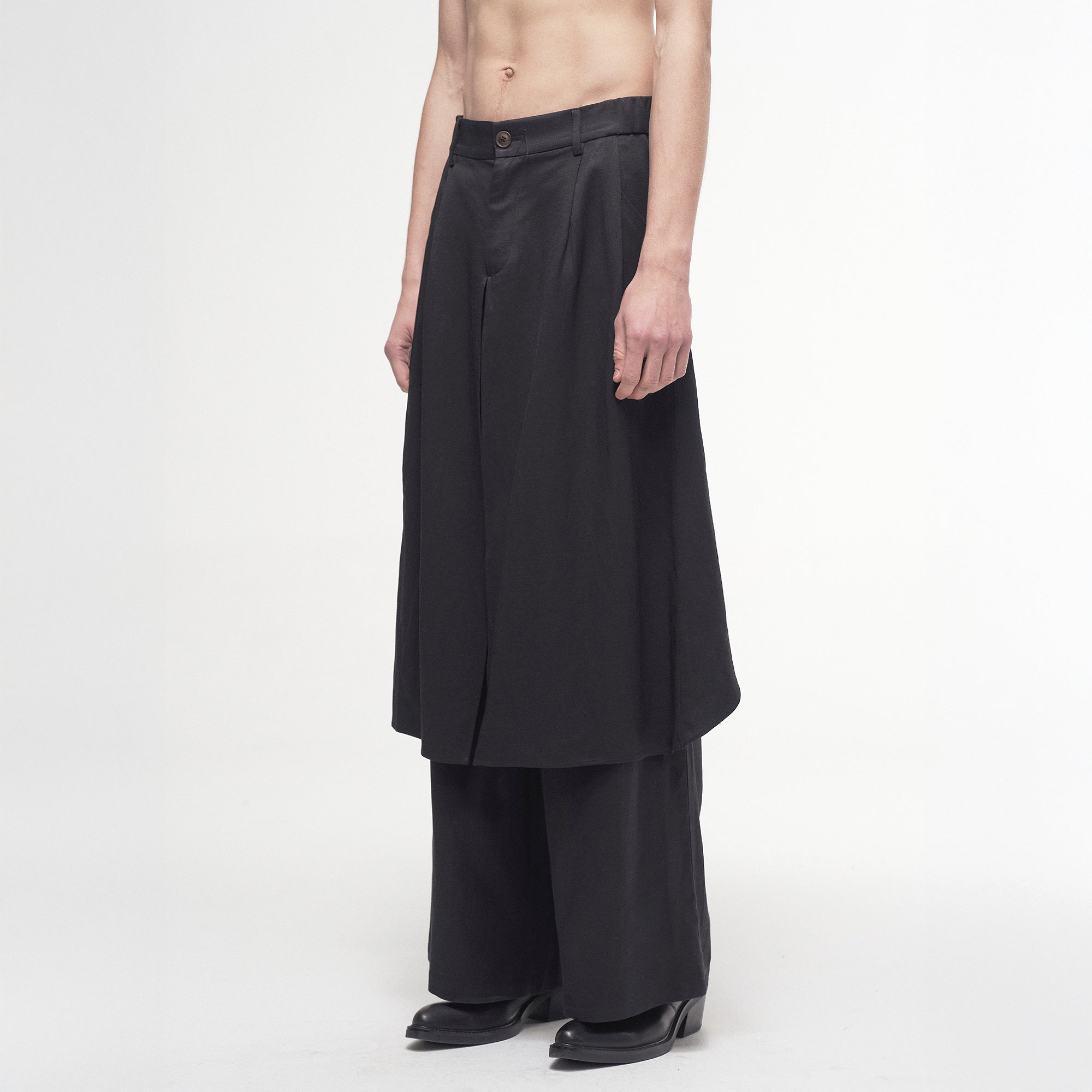 ILNya Nieternite Nifutur Asymmetrical Double-Layer Wide-Leg Pants