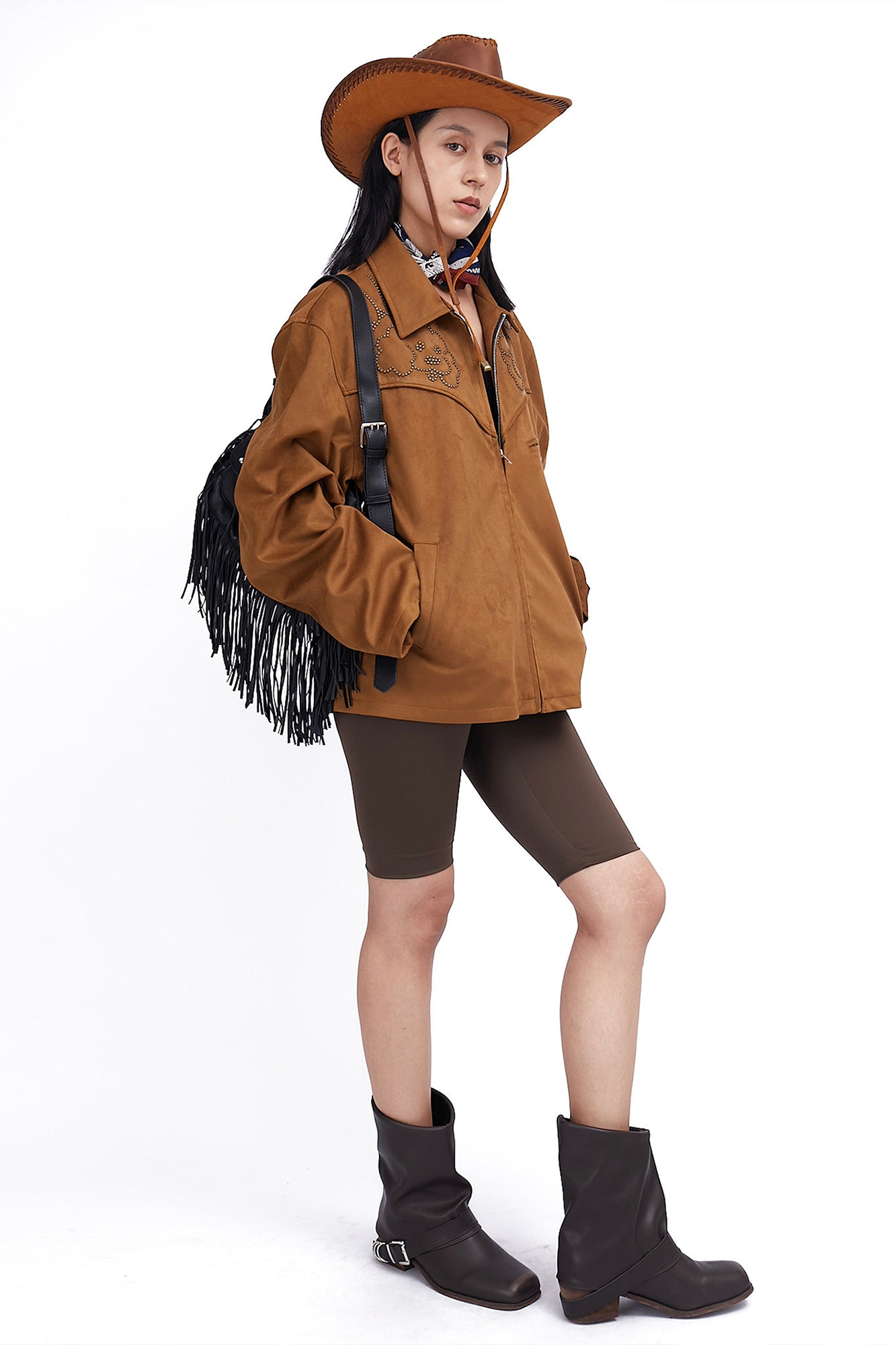 ASSEEN Studded Suede Yoke Jacket