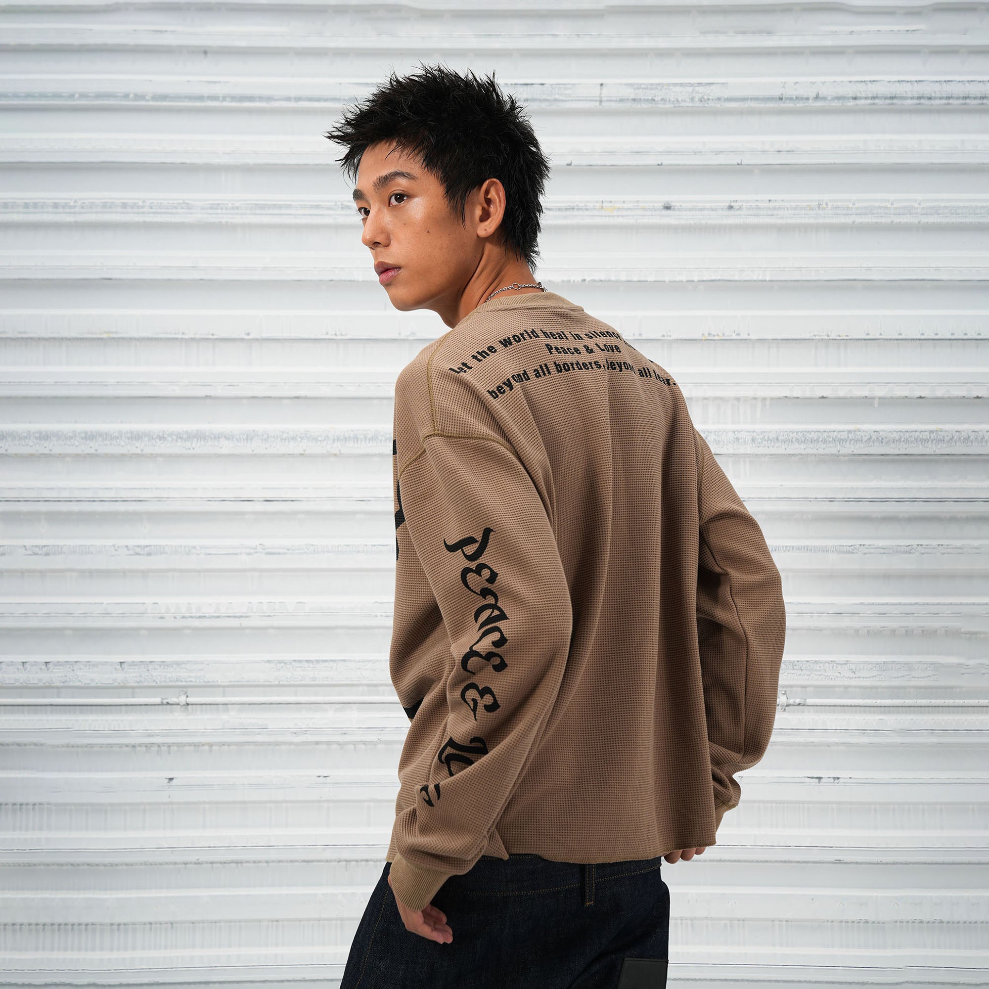 VINKID Pigeon Graphic Waffle Sweatshirt, premium urban and streetwear designers apparel on PROJECTISR.com, VINKID