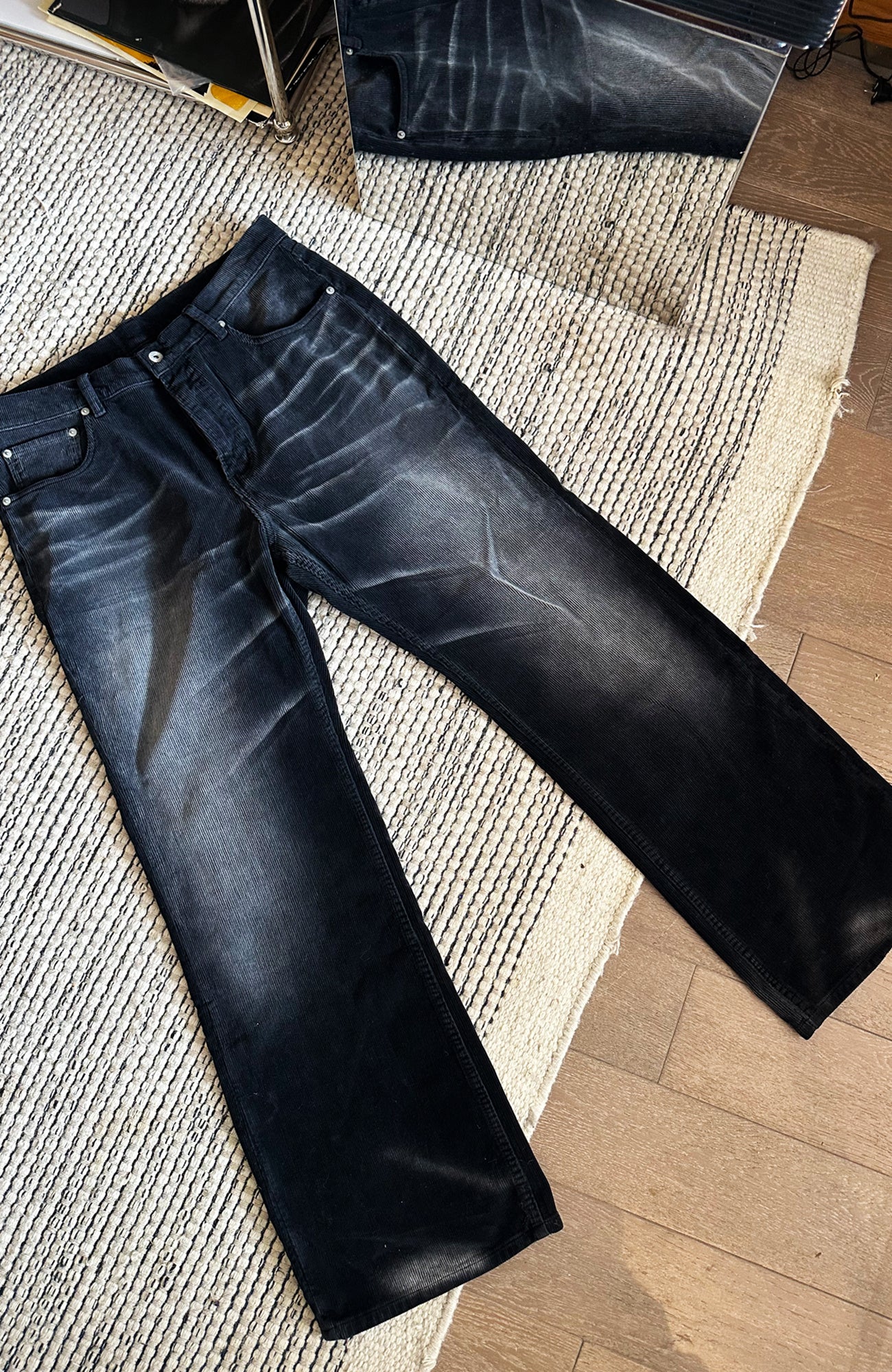 TRECLUB Washed Straight-Leg Corduroy Trousers, premium urban and streetwear designers apparel on PROJECTISR.com, TRECLUB