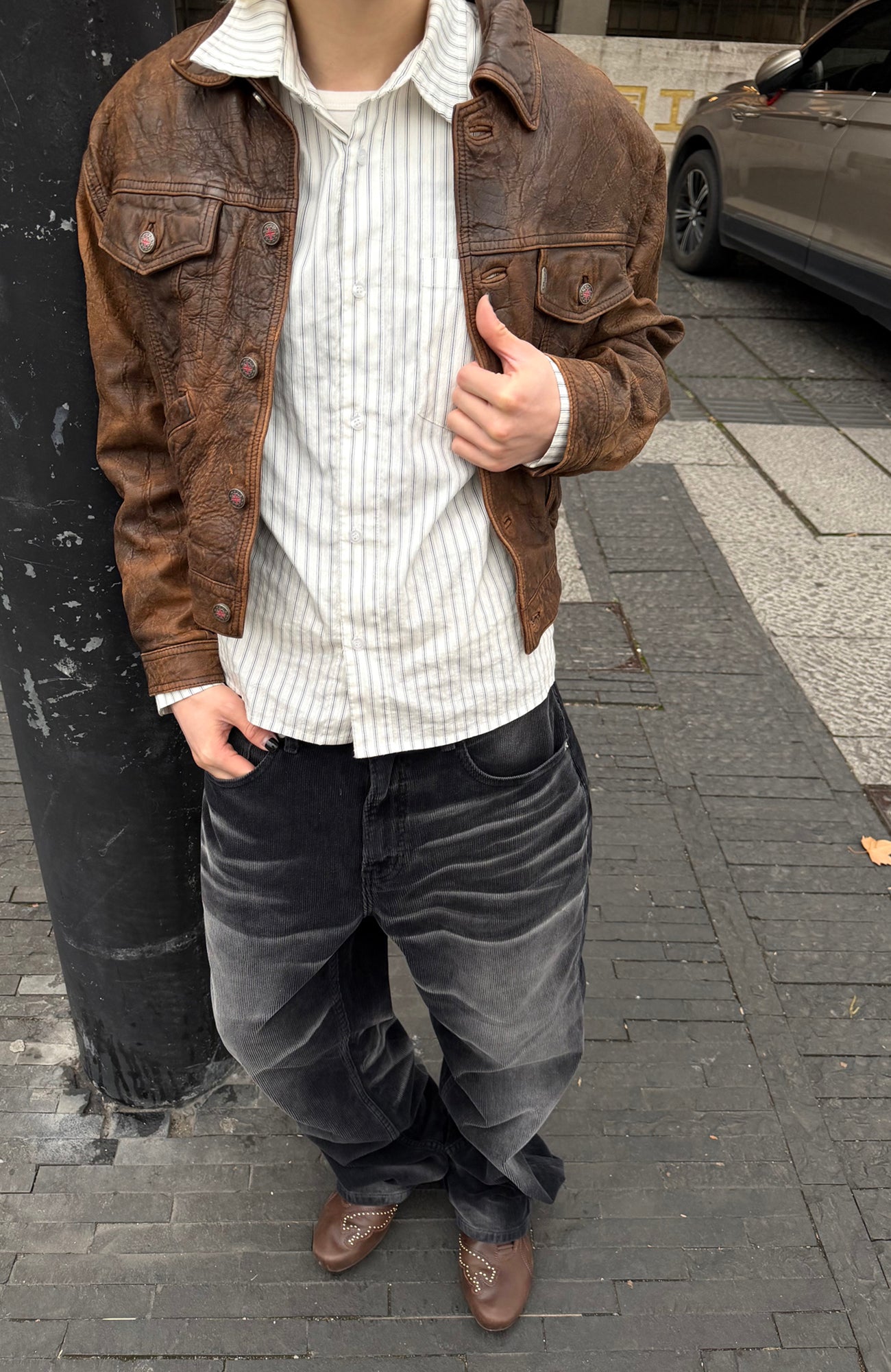 TRECLUB Washed Straight-Leg Corduroy Trousers, premium urban and streetwear designers apparel on PROJECTISR.com, TRECLUB