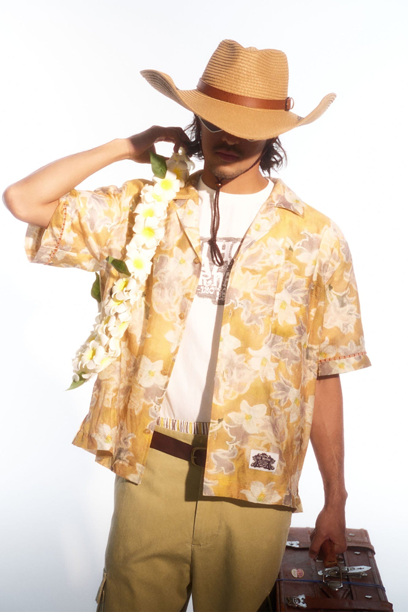 TRECLUB Floral Full-Print Cuban Half Shirt, premium urban and streetwear designers apparel on PROJECTISR.com, TRECLUB