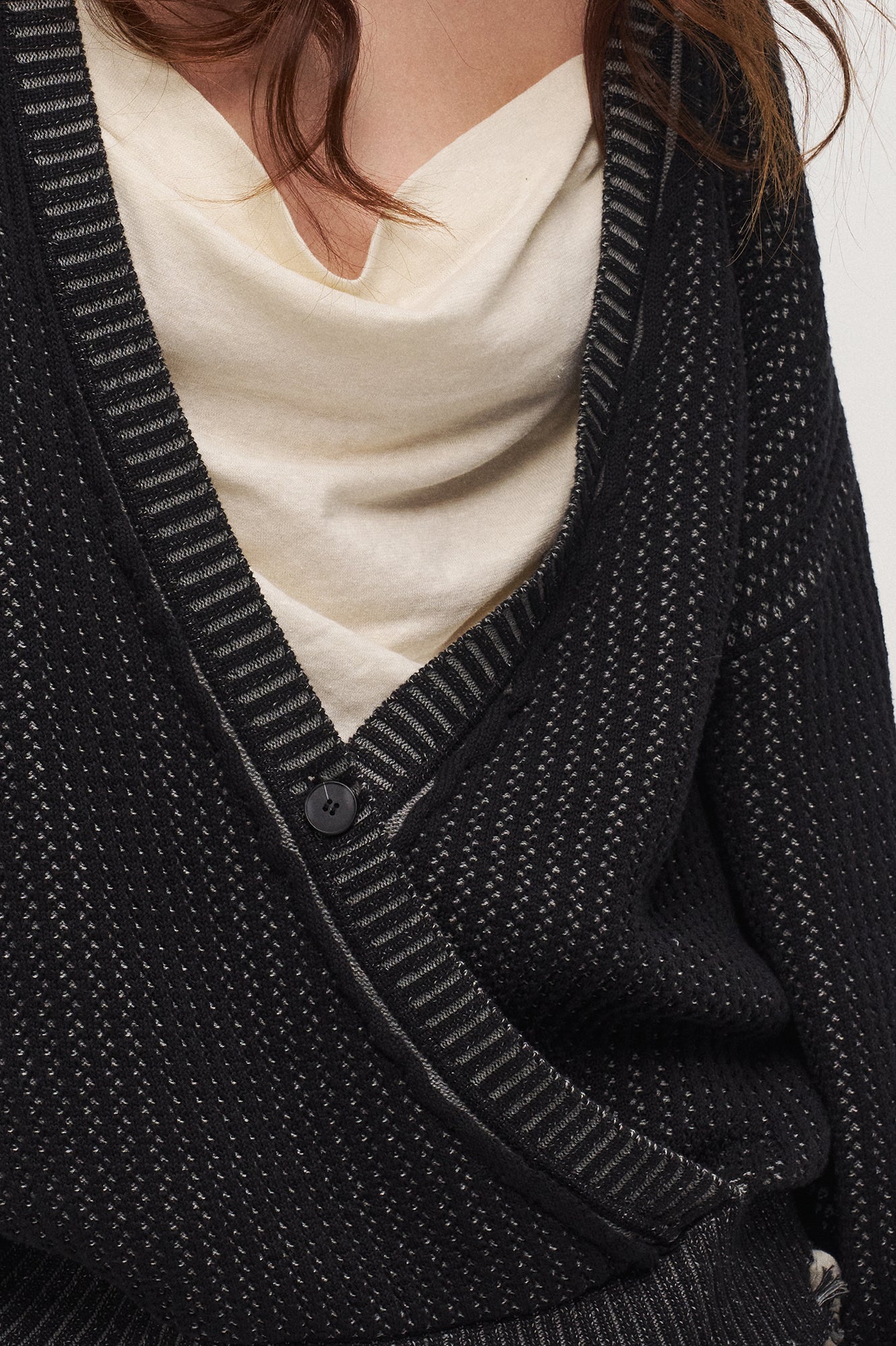 ILNya Nieternite Nifutur Frayed Edge Ribbed V-Neck Cardigan
