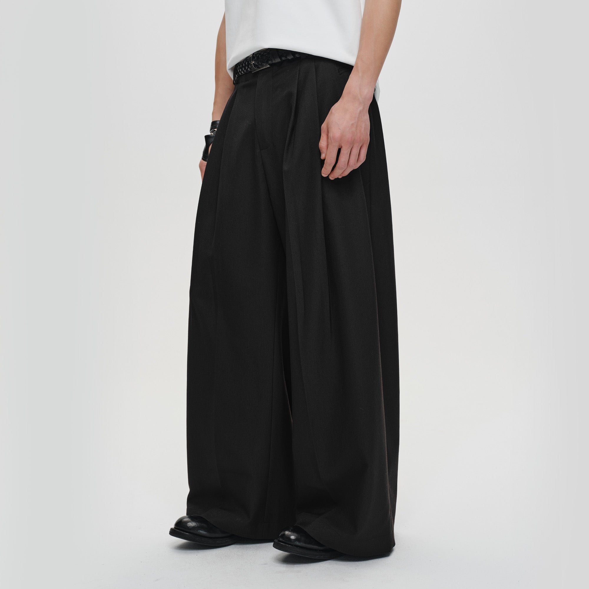 CATSSTAC Classic Pleated Wide-Leg Trousers, premium urban and streetwear designers apparel on PROJECTISR.com, CATSSTAC