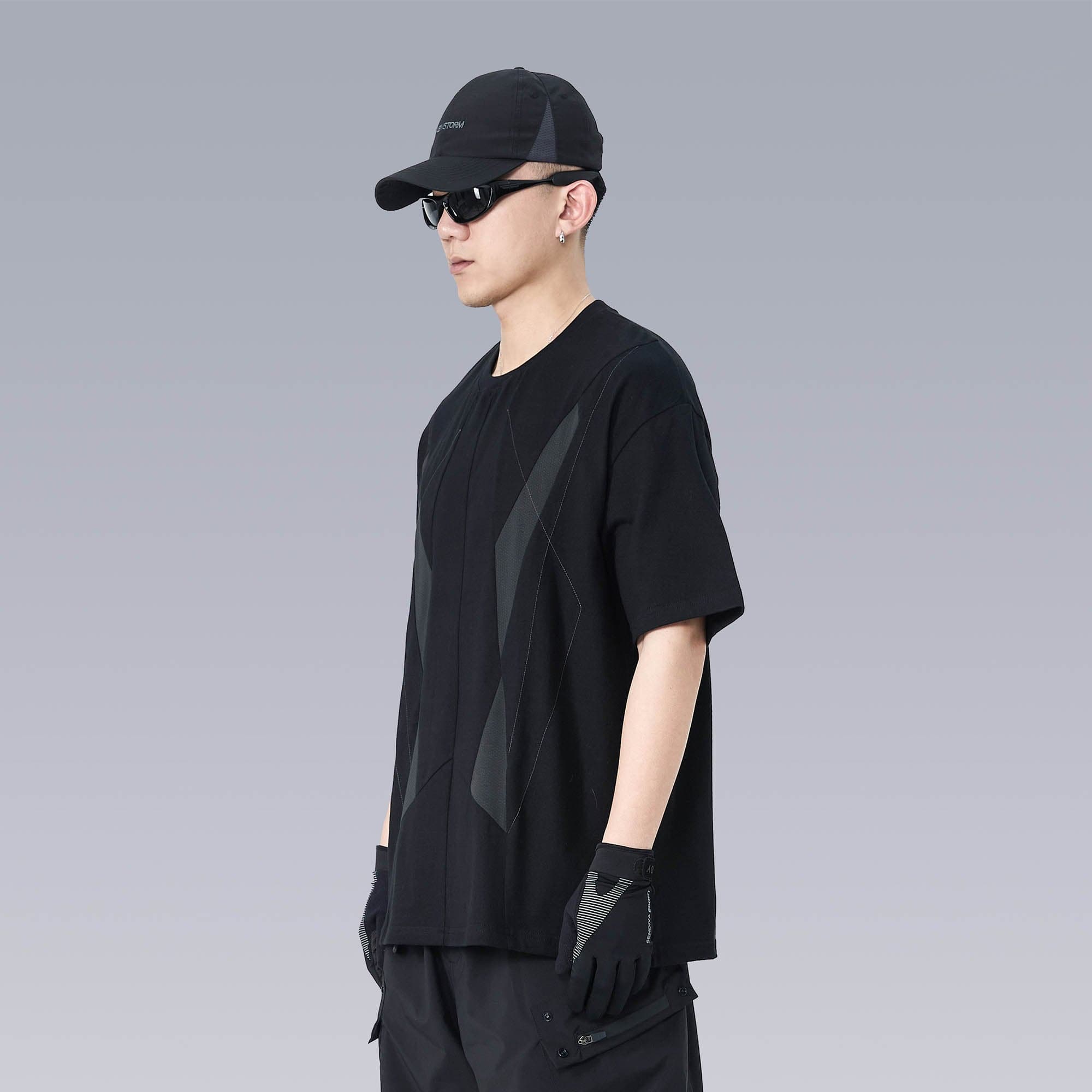 SILENSTORM Geometric Spliced Mesh T-Shirt, premium urban and streetwear designers apparel on PROJECTISR.com, SILENSTORM