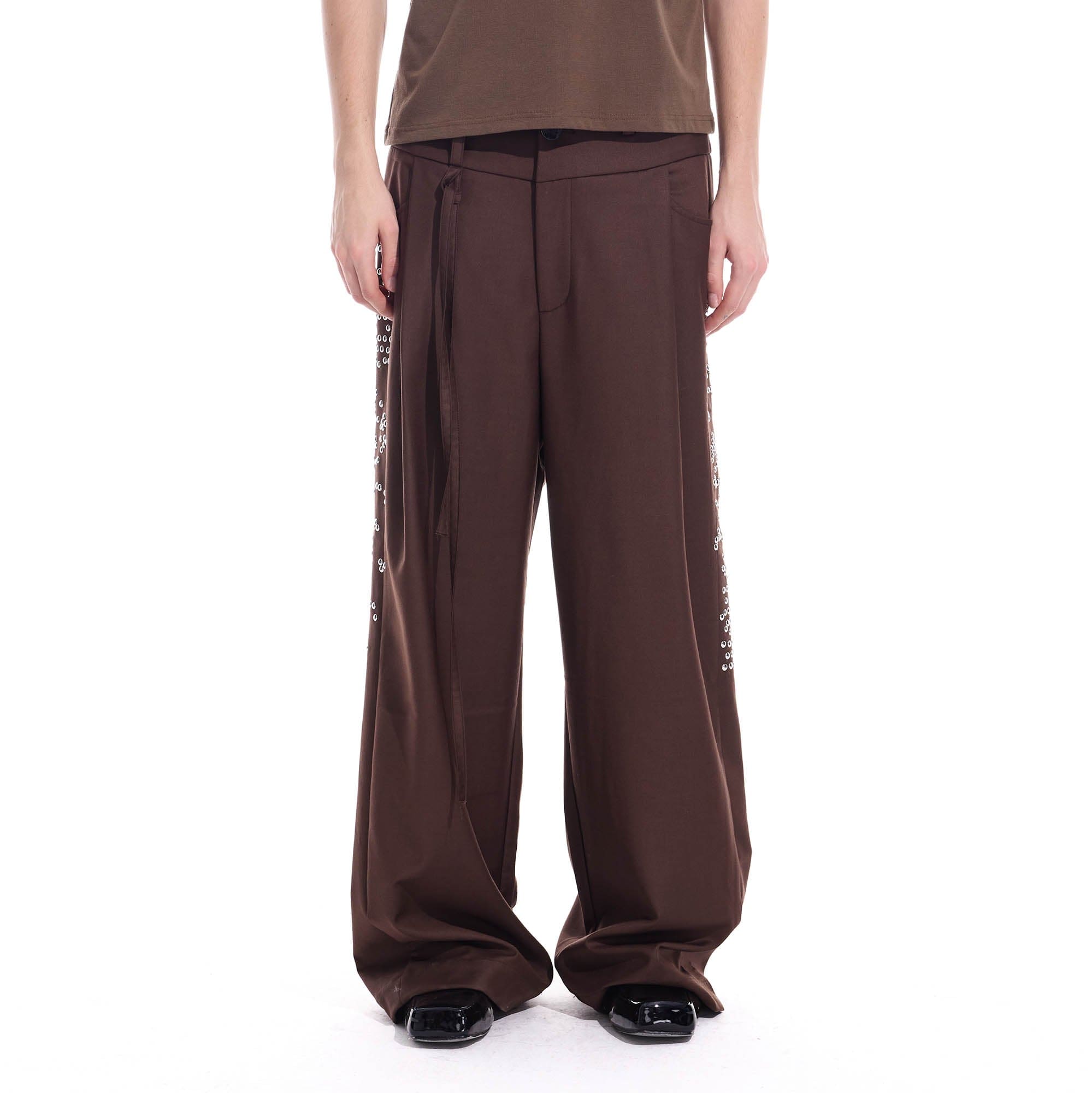 WHISTLEHUNTER Studded-Side Strap Straight-Leg Pants, premium urban and streetwear designers apparel on PROJECTISR.com, WHISTLEHUNTER