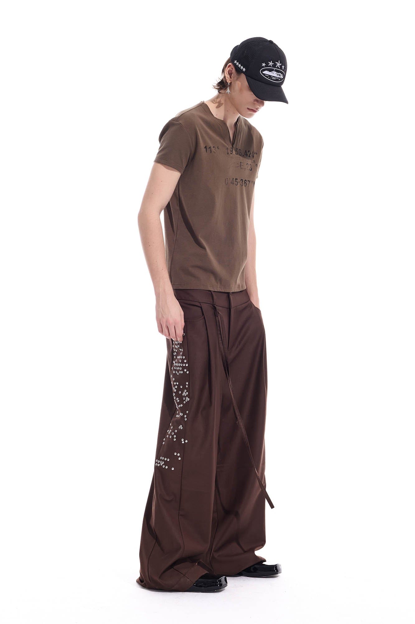 WHISTLEHUNTER Studded-Side Strap Straight-Leg Pants, premium urban and streetwear designers apparel on PROJECTISR.com, WHISTLEHUNTER
