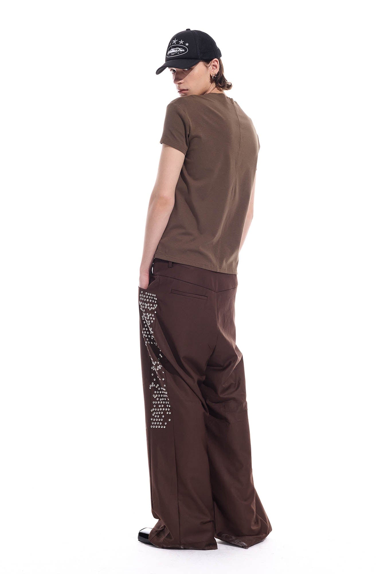 WHISTLEHUNTER Studded-Side Strap Straight-Leg Pants, premium urban and streetwear designers apparel on PROJECTISR.com, WHISTLEHUNTER