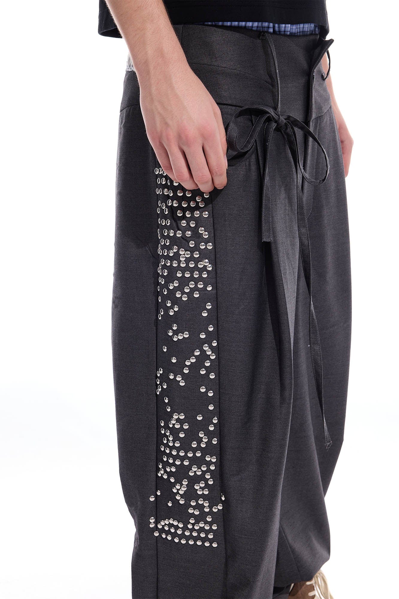 WHISTLEHUNTER Studded-Side Strap Straight-Leg Pants, premium urban and streetwear designers apparel on PROJECTISR.com, WHISTLEHUNTER
