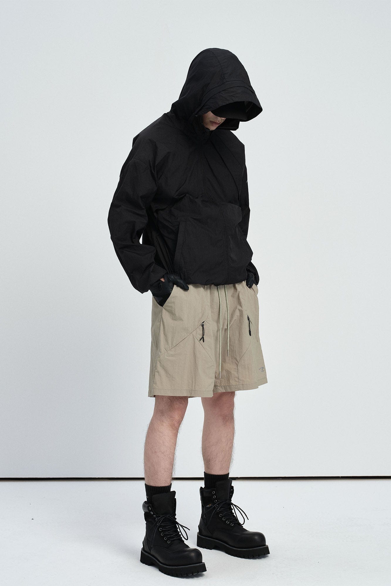 CATSSTAC Utility Crinkled Zip-Pocket Shorts, premium urban and streetwear designers apparel on PROJECTISR.com, CATSSTAC
