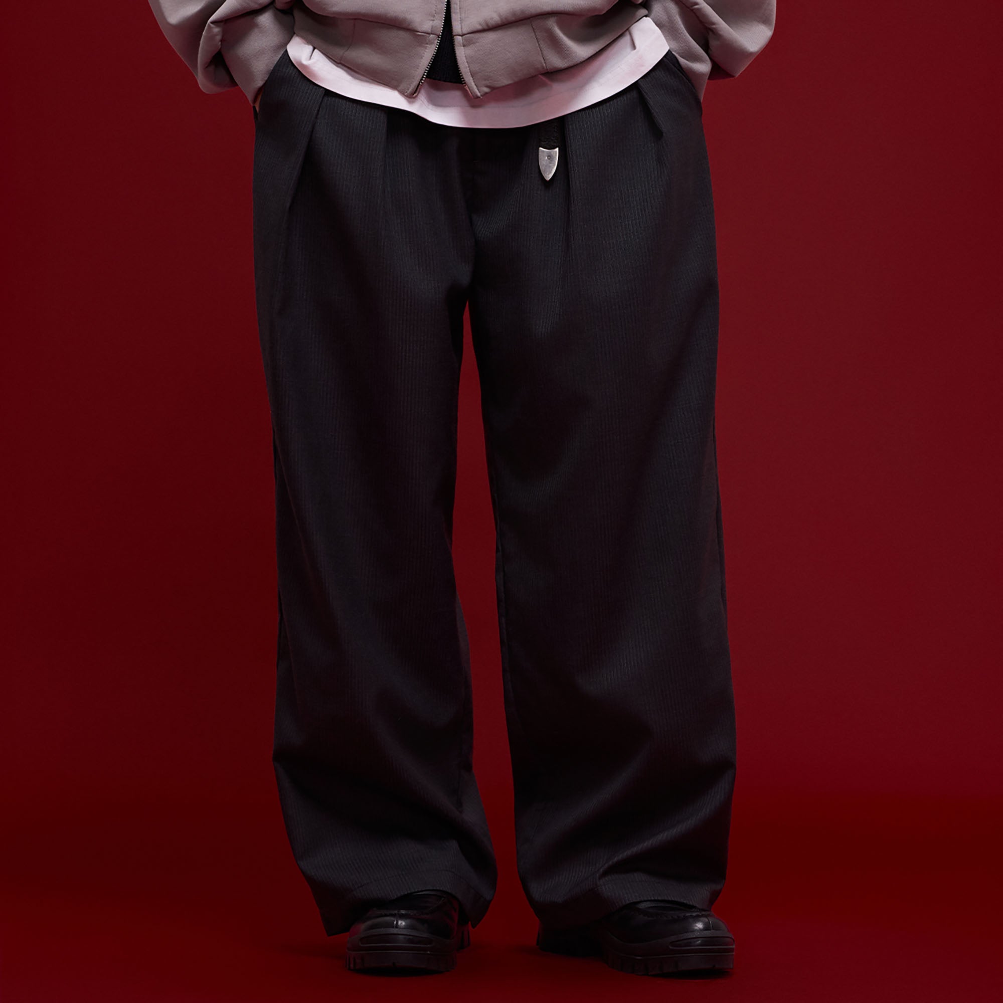 BANANA CLUB Pinstriped Oversized Wool Pants