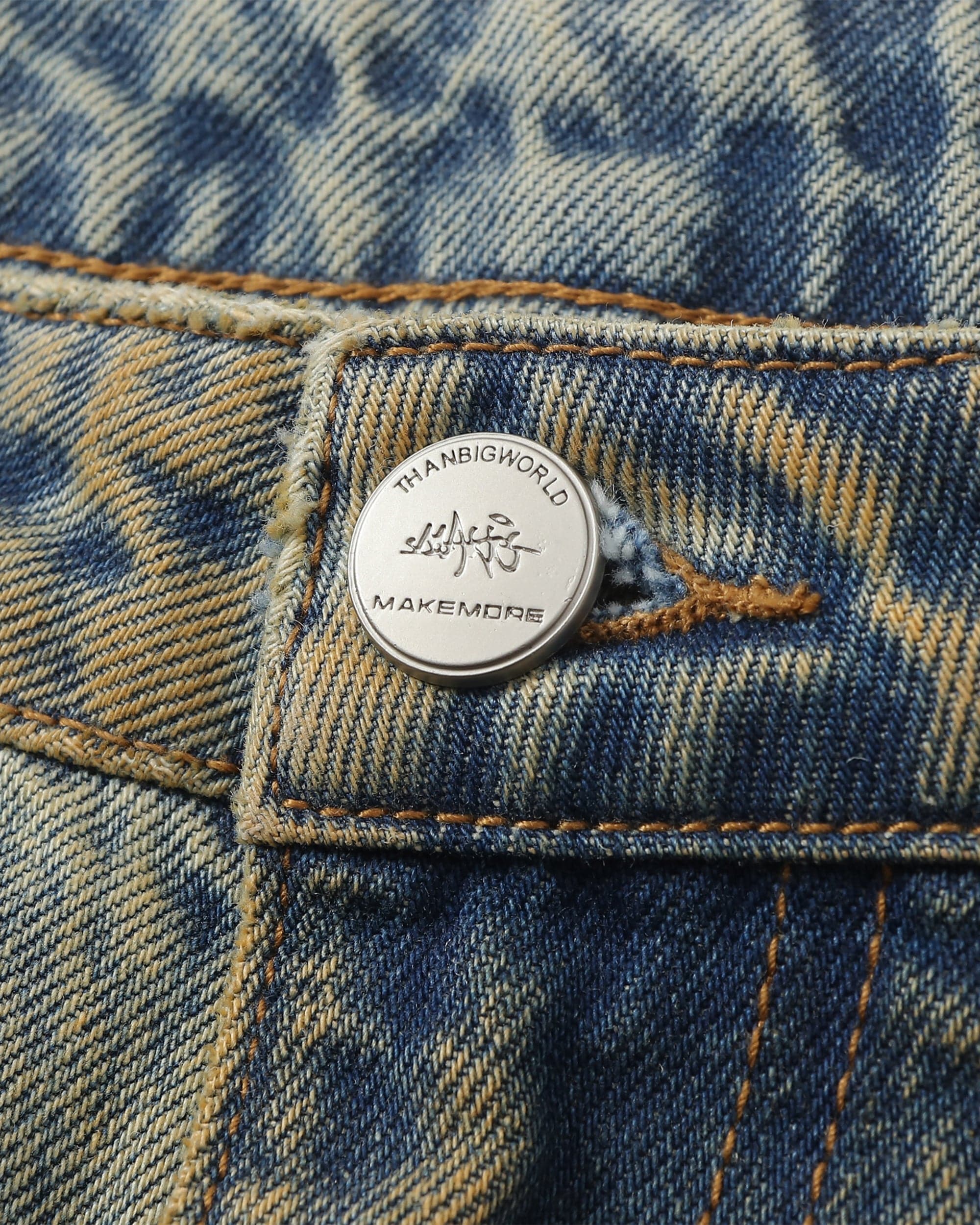 MAKEMORE Classic Acid Washed Crinkled Jeans, premium urban and streetwear designers apparel on PROJECTISR.com, MAKEMORE