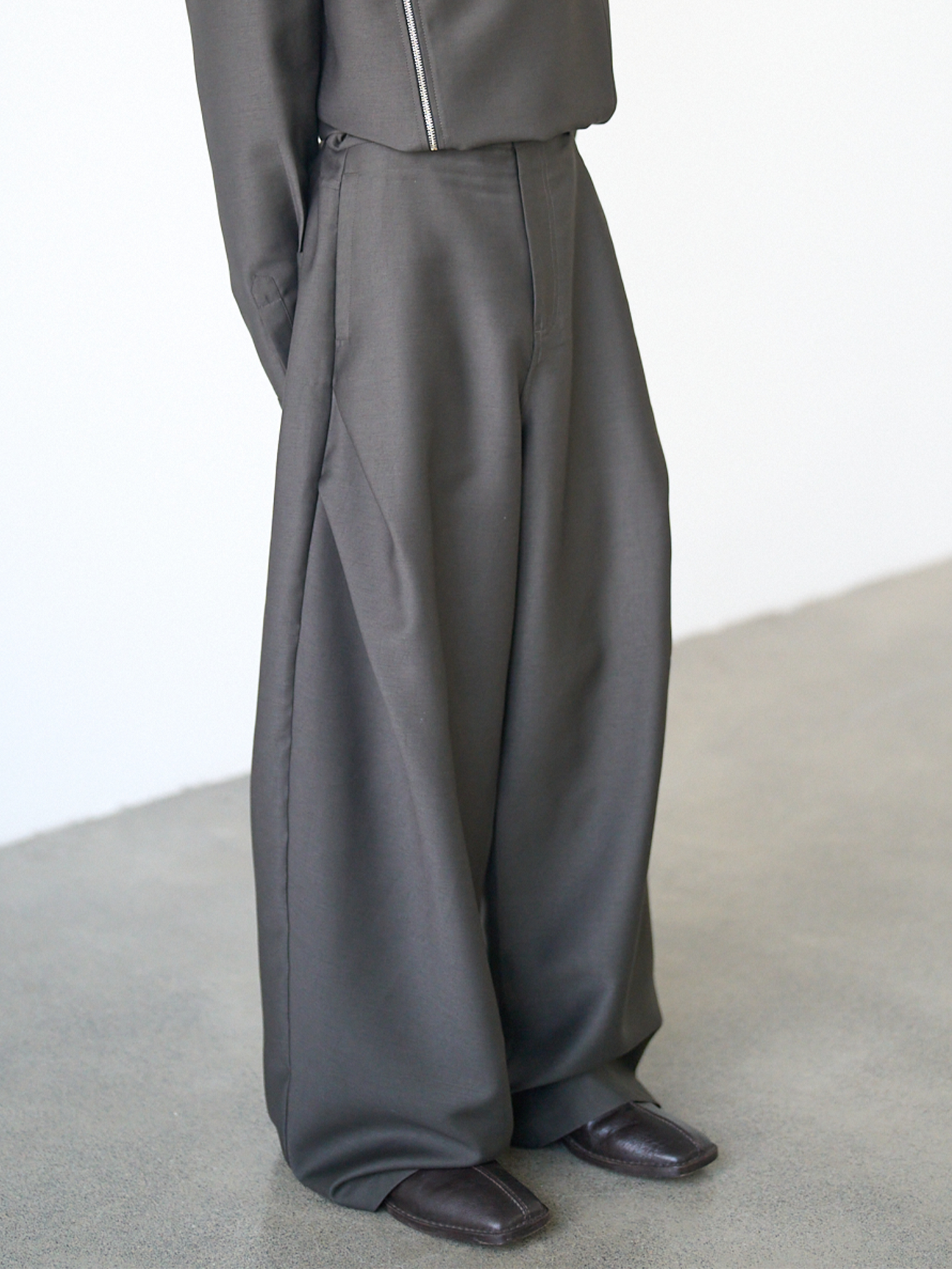 GRAINMUSTARD Lustrous Pleated Wool-Blend Wide-Leg Trousers, premium urban and streetwear designers apparel on PROJECTISR.com, GRAINMUSTARD