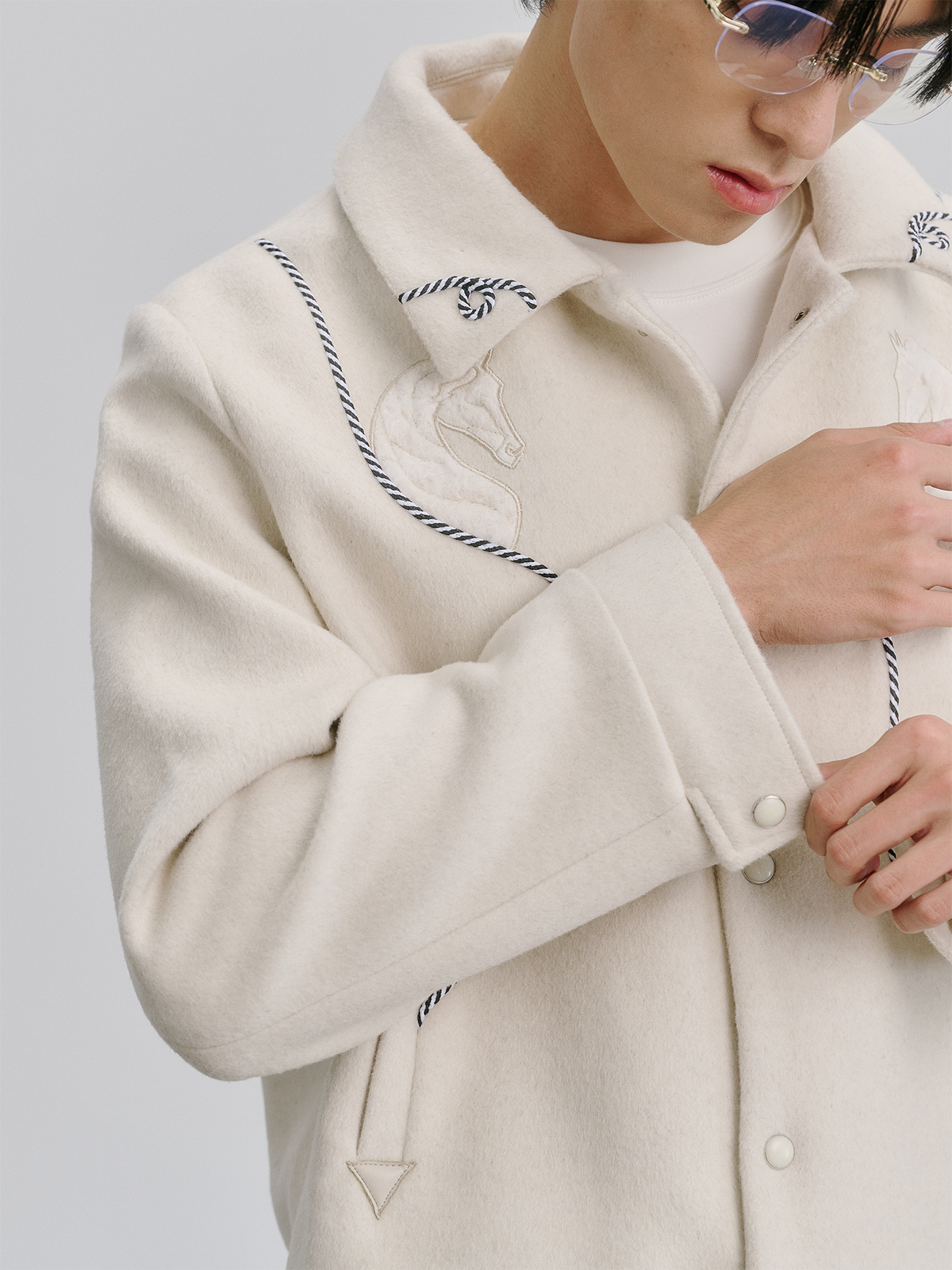 CATSSTAC Rope-Embroidered Wool-Blend Oversized Jacket
