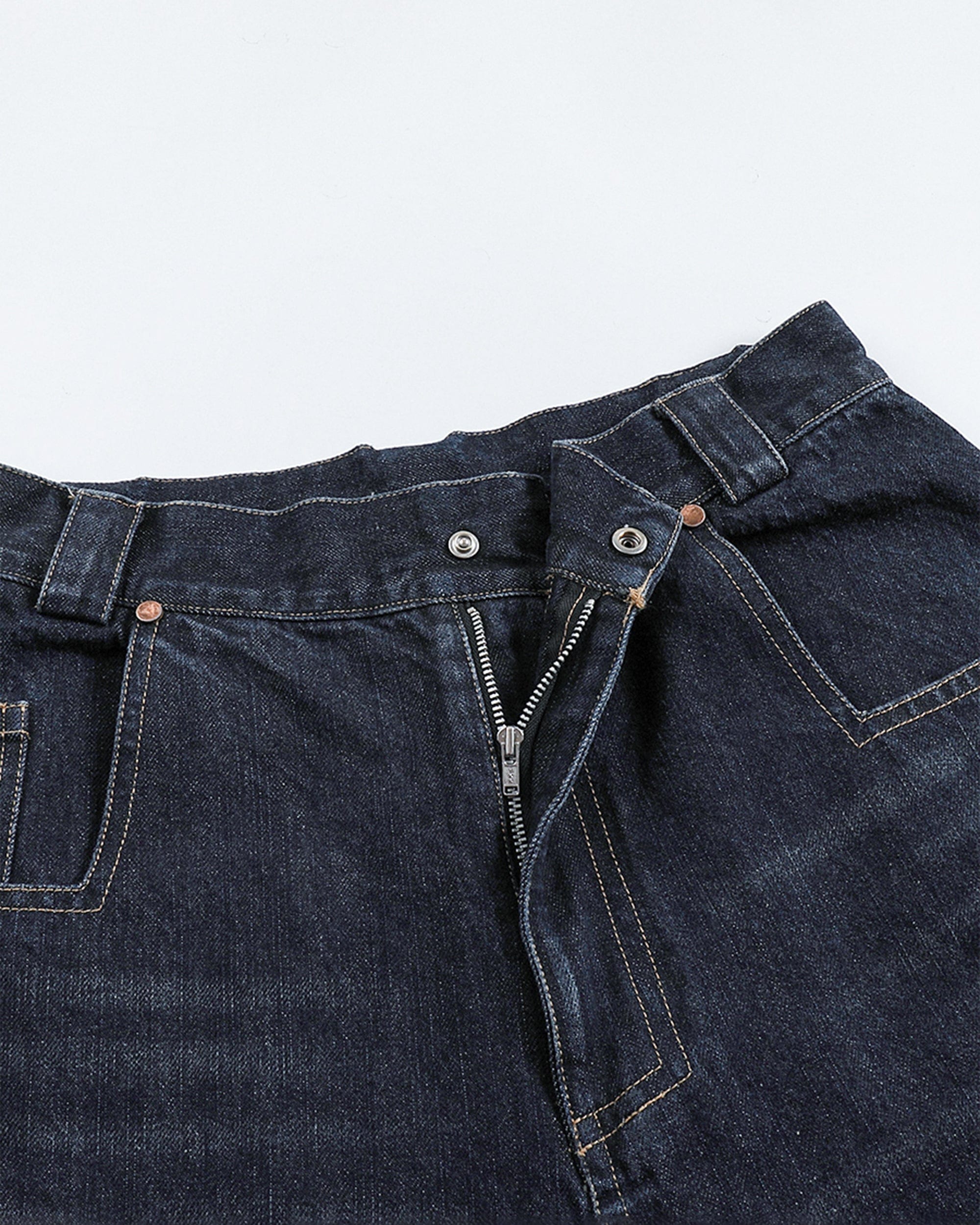 49PERCENT Modern Washed Rivet Straight-Leg Jeans, premium urban and streetwear designers apparel on PROJECTISR.com, 49PERCENT