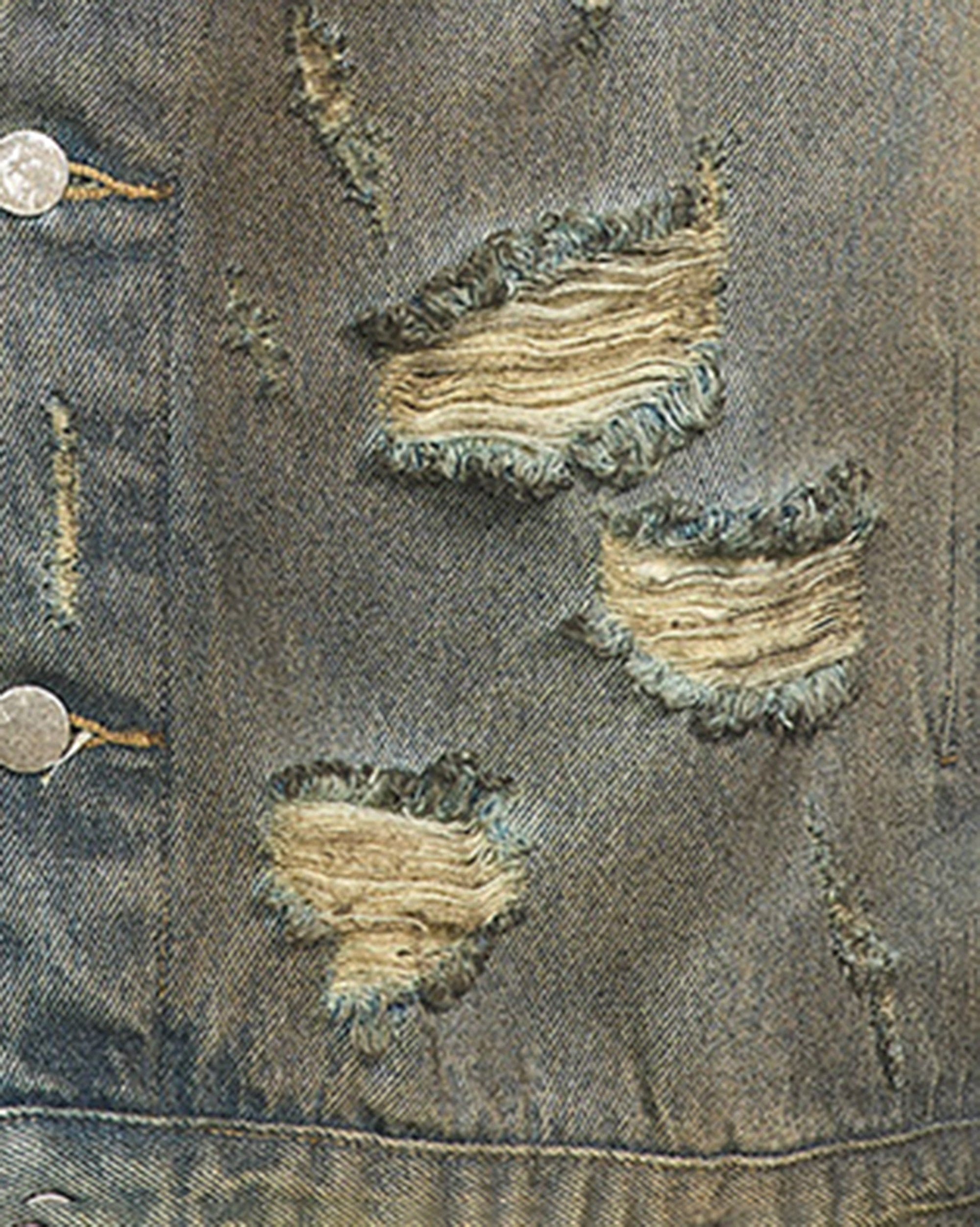 STEEPC Distressed Washed Denim Jacket, premium urban and streetwear designers apparel on PROJECTISR.com, STEEPC