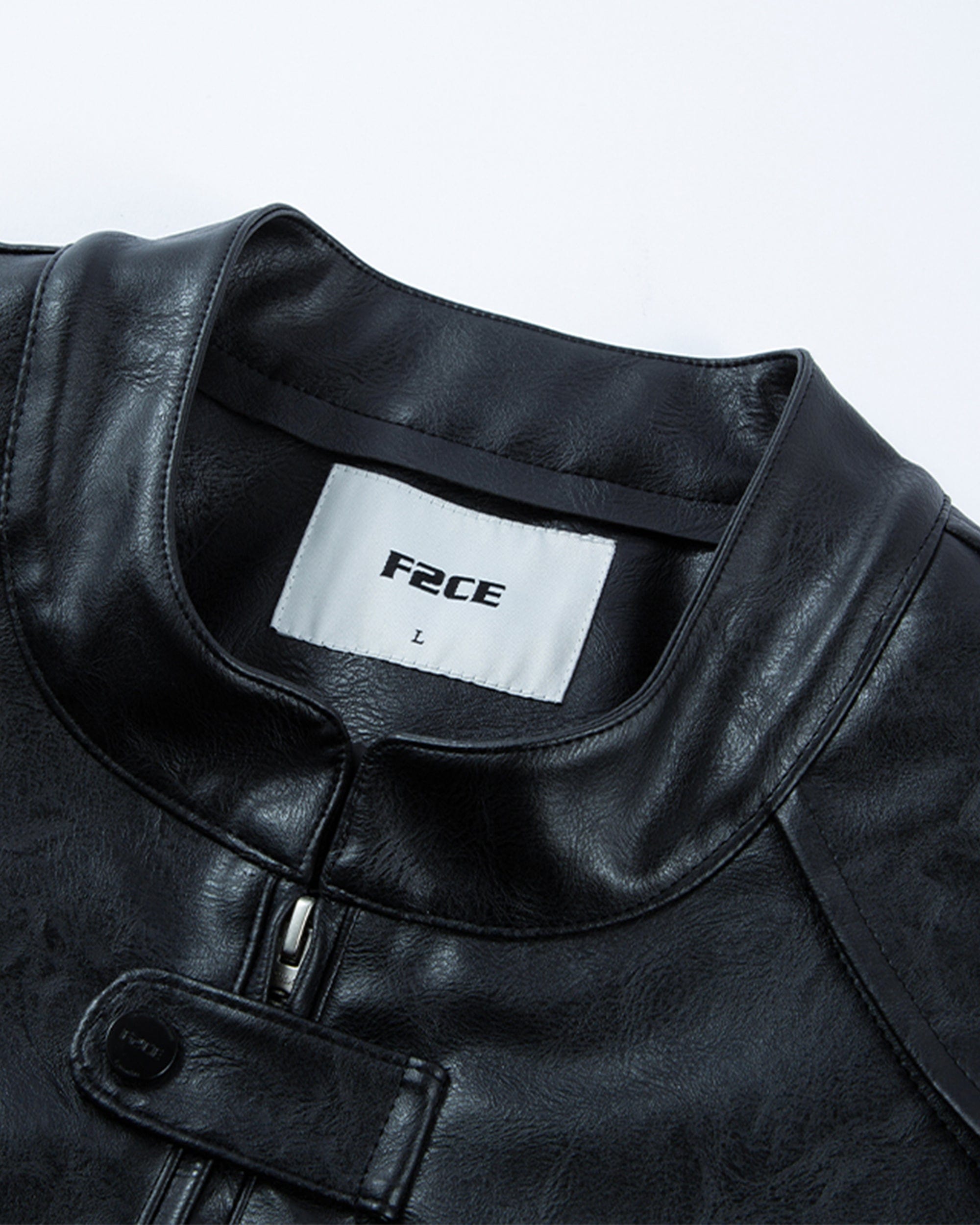 F2CE Modern Deconstructed Faux Leather Biker Jacket Black, premium urban and streetwear designers apparel on PROJECTISR.com, F2CE