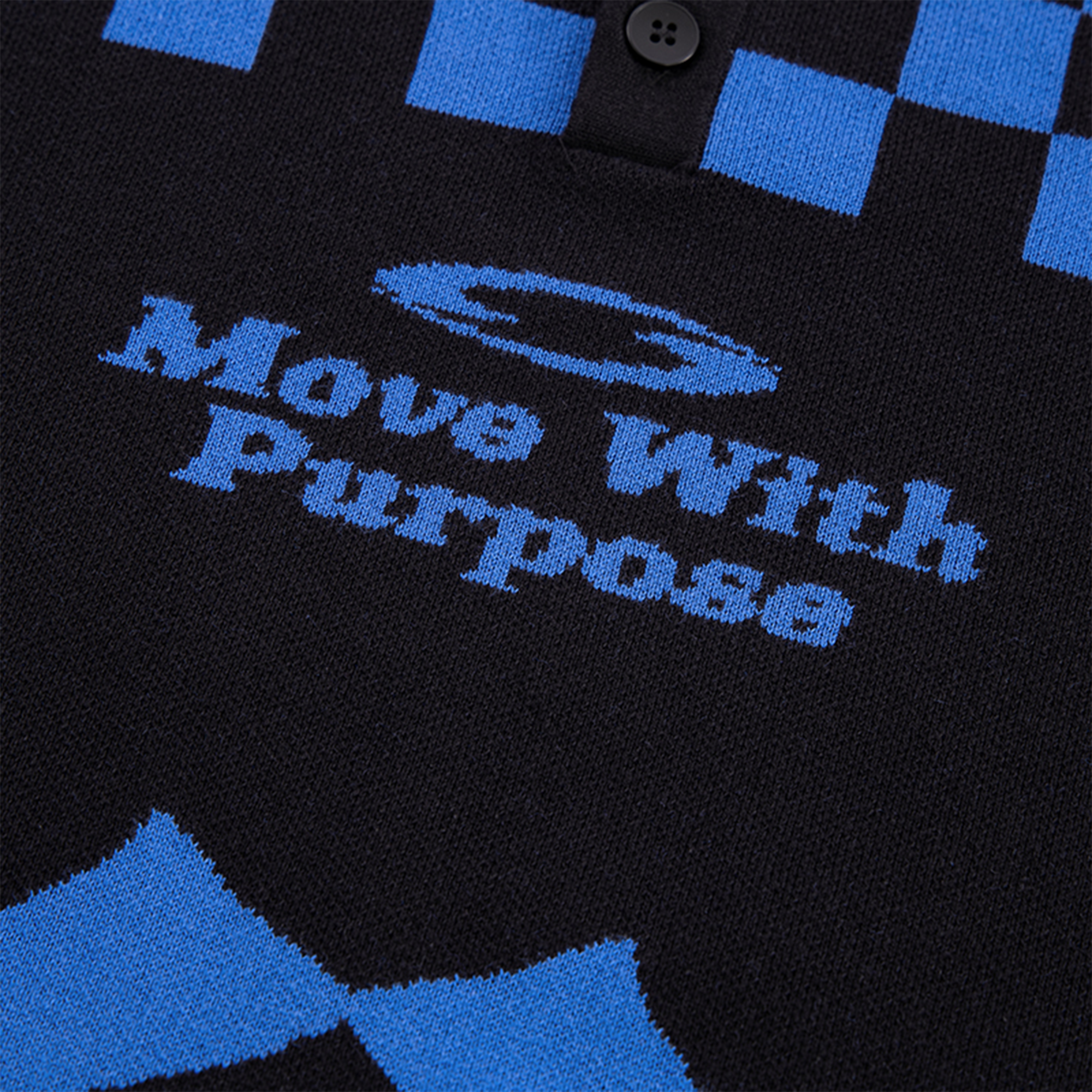 F2CE Slogan Contrast Checkerboard Jacquard Knit Polo