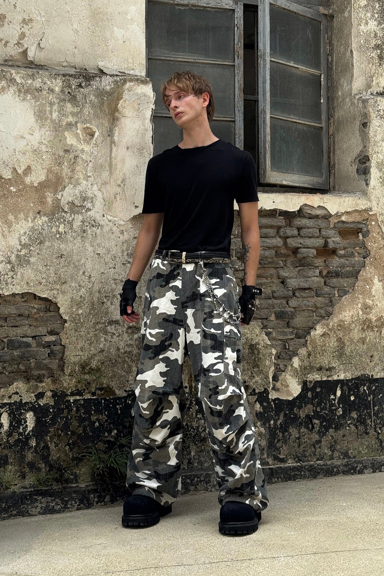 LUUUCAM Camo Pleated Panel Cargo Pants, premium urban and streetwear designers apparel on PROJECTISR.com, LUUUCAM