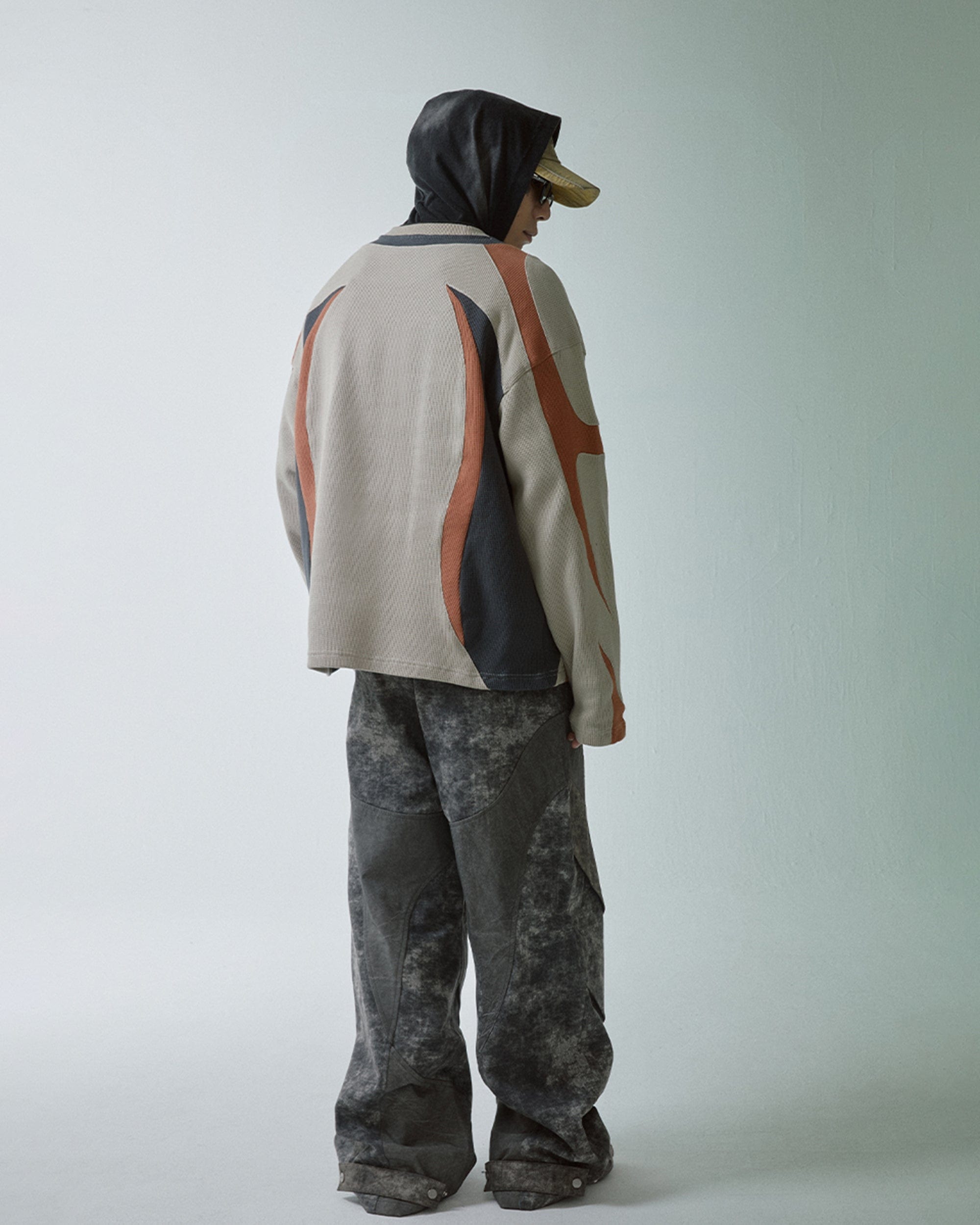 F2CE Modern Deconstructed Waffle Sweatshirt, premium urban and streetwear designers apparel on PROJECTISR.com, F2CE