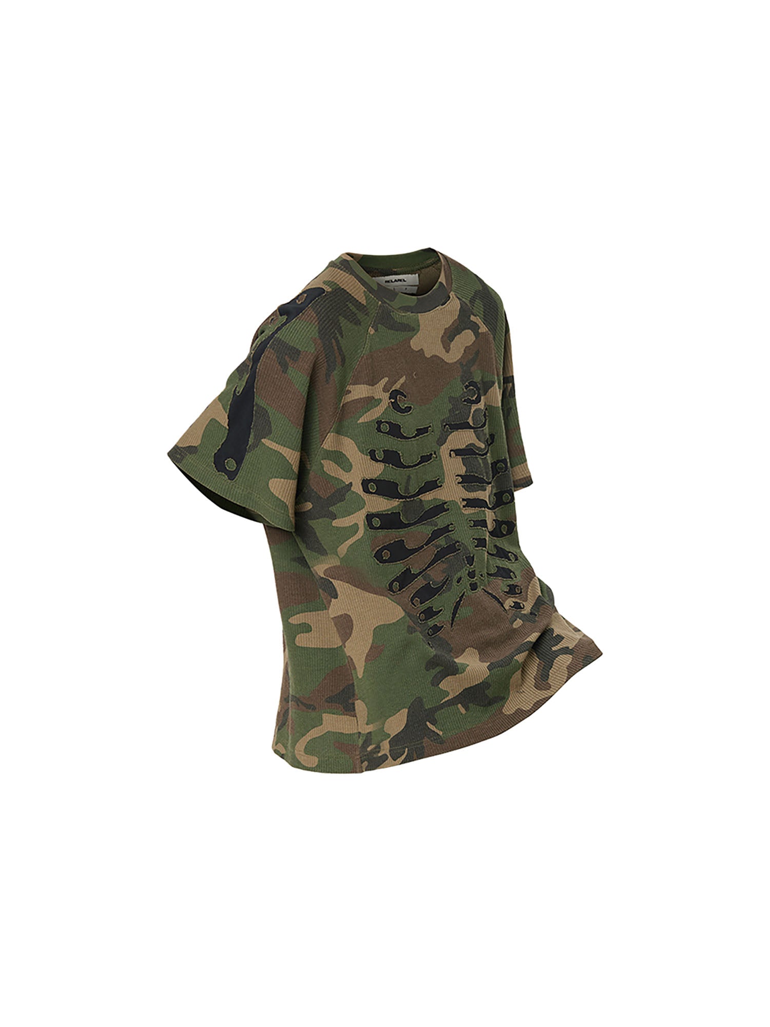 RELABEL Camo Detachable Hood Skeleton Graphic Tee