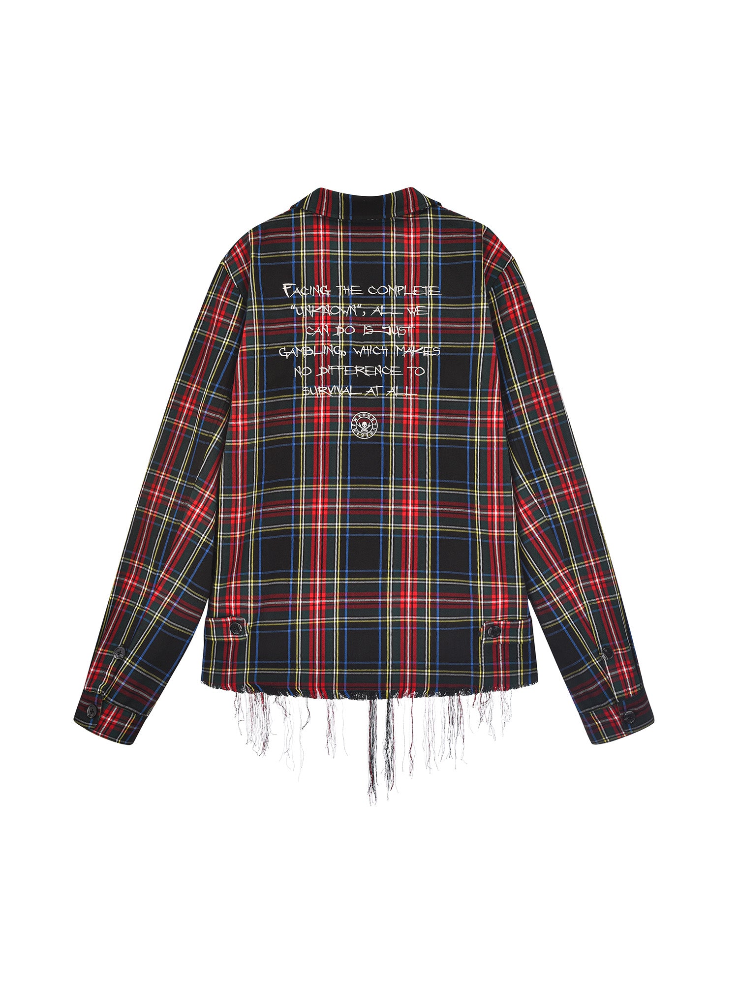 VENTUREK Punk Frayed Plaid Embroidered Jacket, premium urban and streetwear designers apparel on PROJECTISR.com, VENTUREK