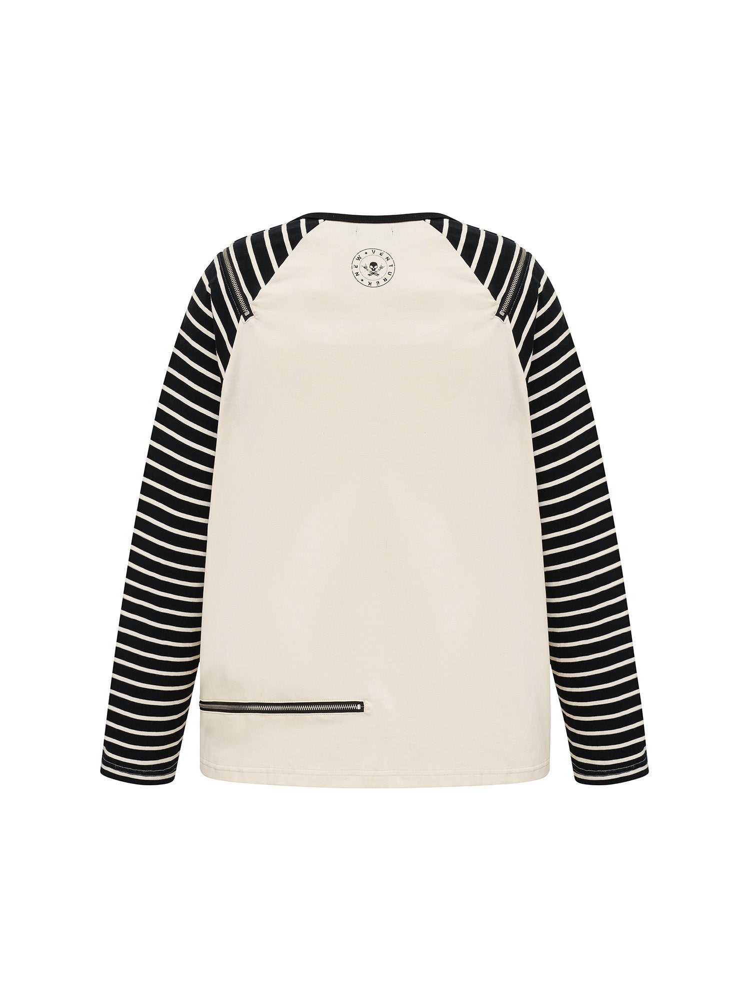VENTUREK Punk Graphic Multi-Zip Striped Raglan Long-Sleeve Tee, premium urban and streetwear designers apparel on PROJECTISR.com, VENTUREK