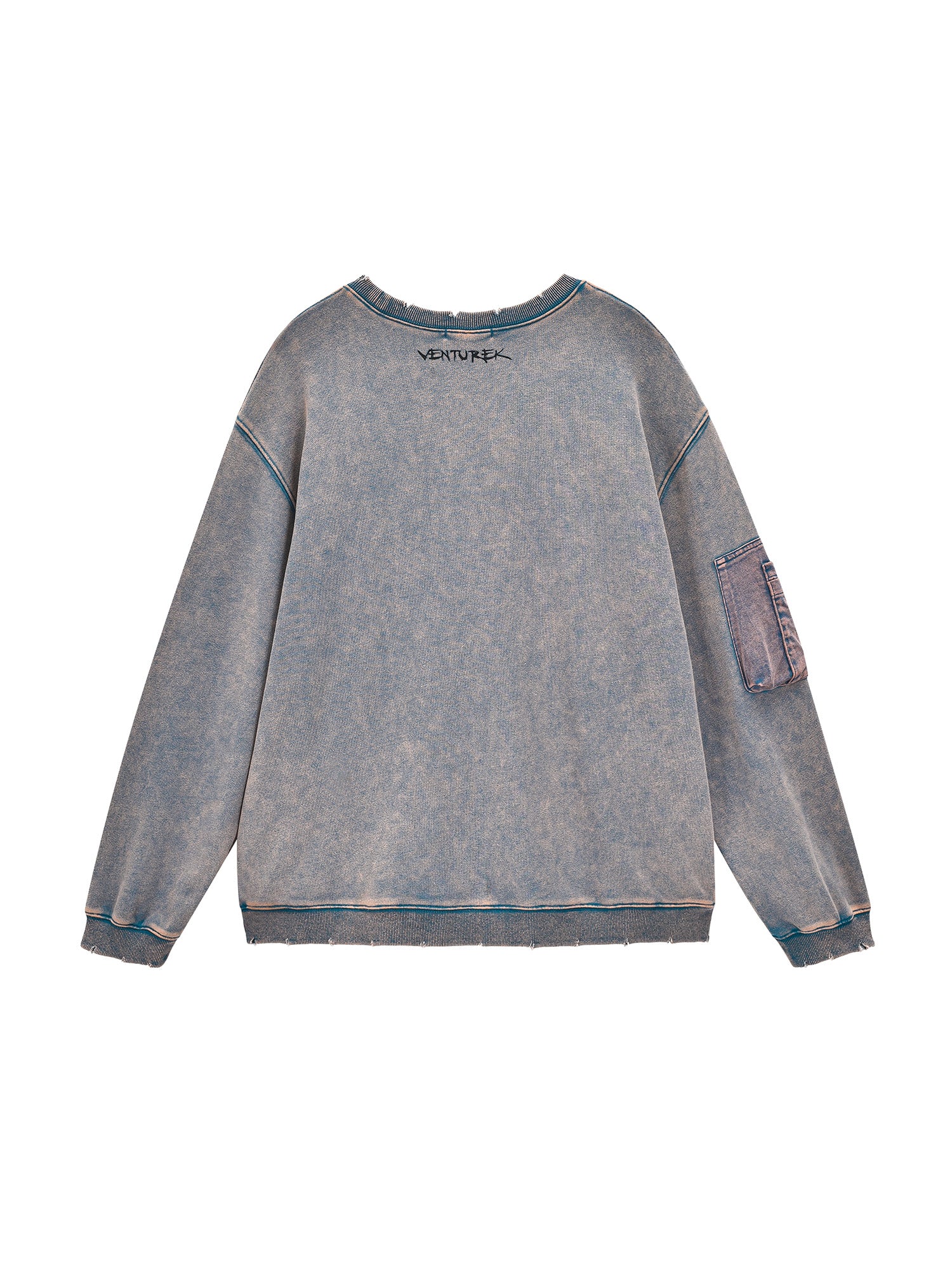 VENTUREK Washed Graphic Frayed Hem Sweatshirt, premium urban and streetwear designers apparel on PROJECTISR.com, VENTUREK