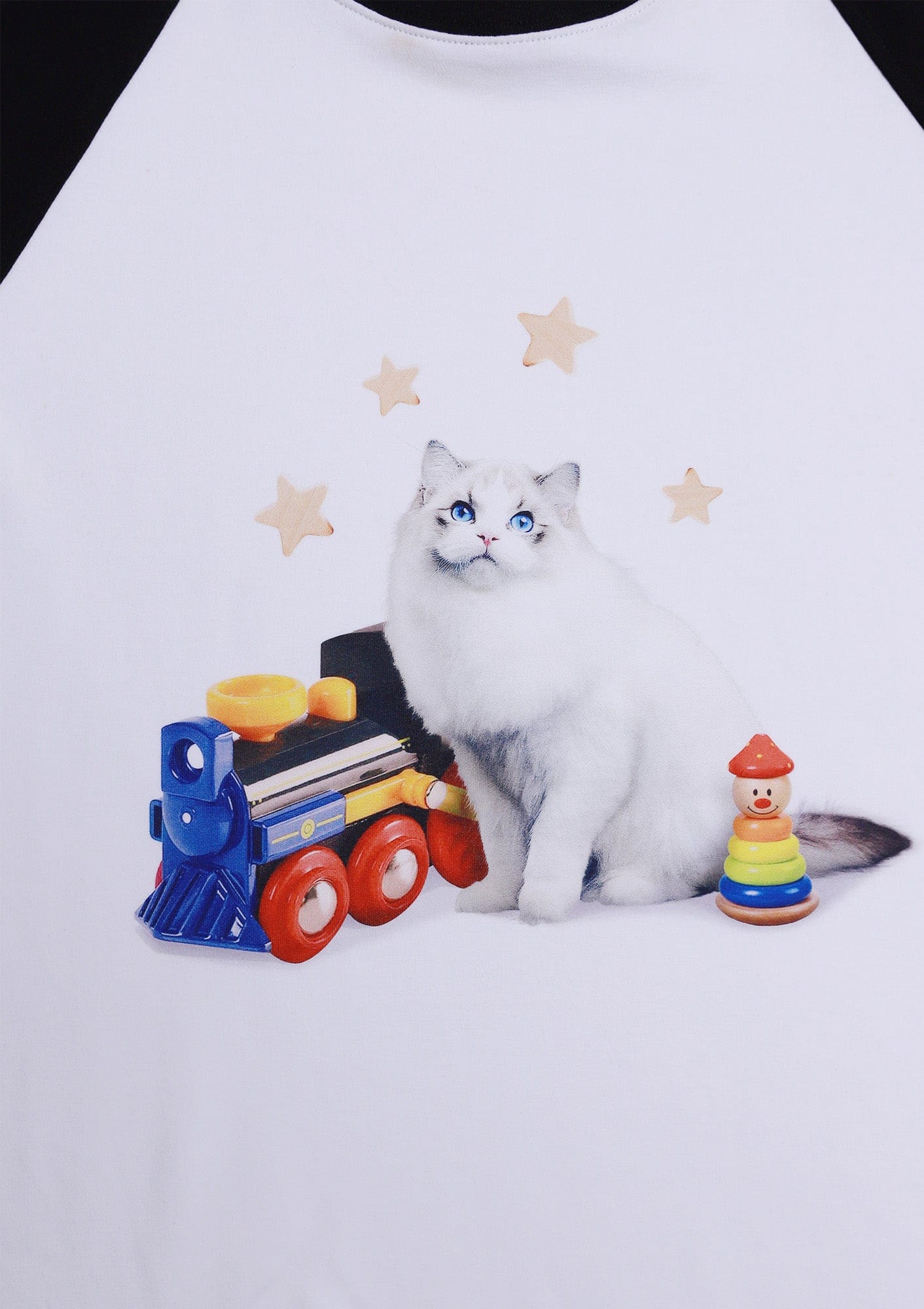 KADAKADA Essential Contrast Raglan Kitty Graphic T-Shirt, premium urban and streetwear designers apparel on PROJECTISR.com, KADAKADA